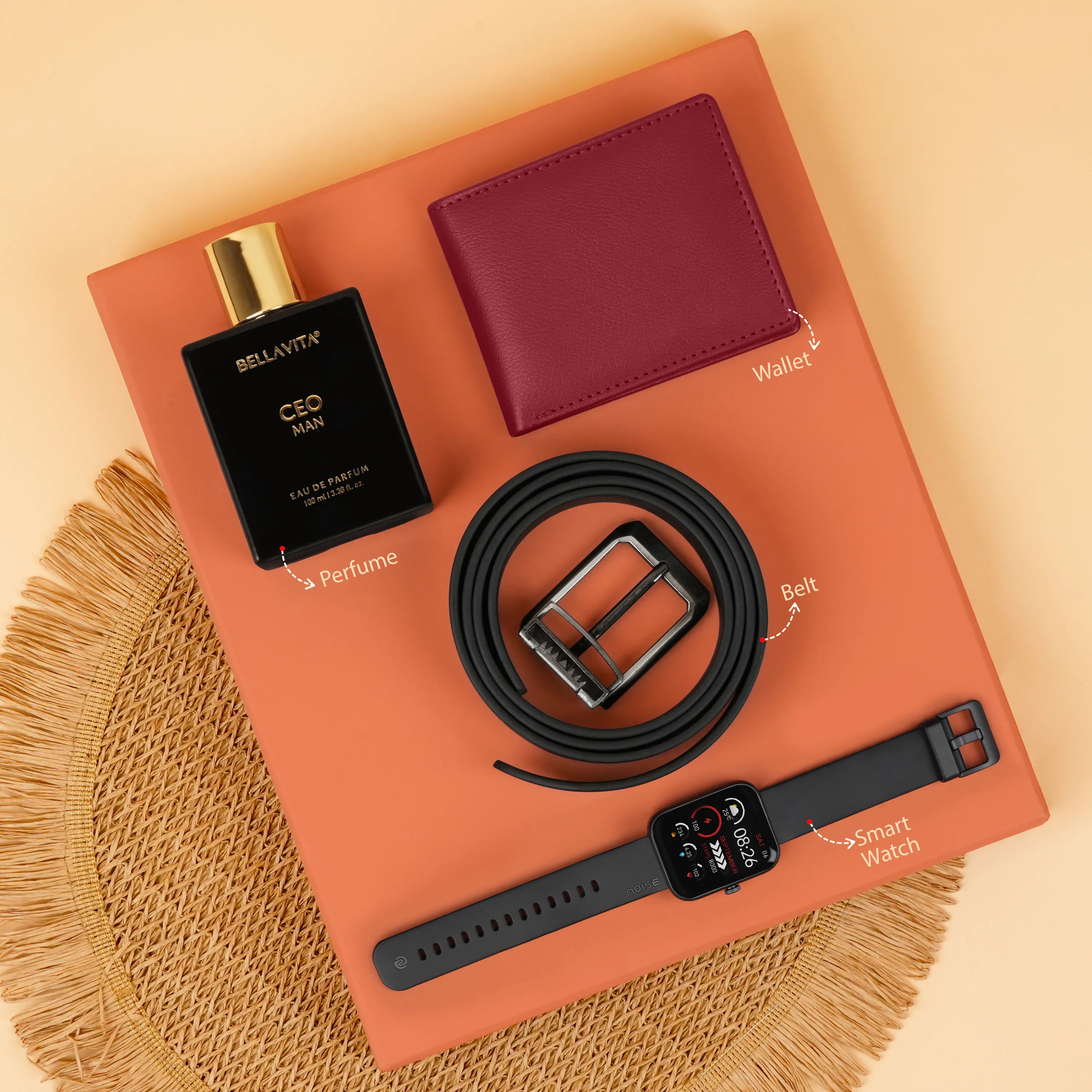 Wallet Belt Perfume And Smartwatch Gift Hamper