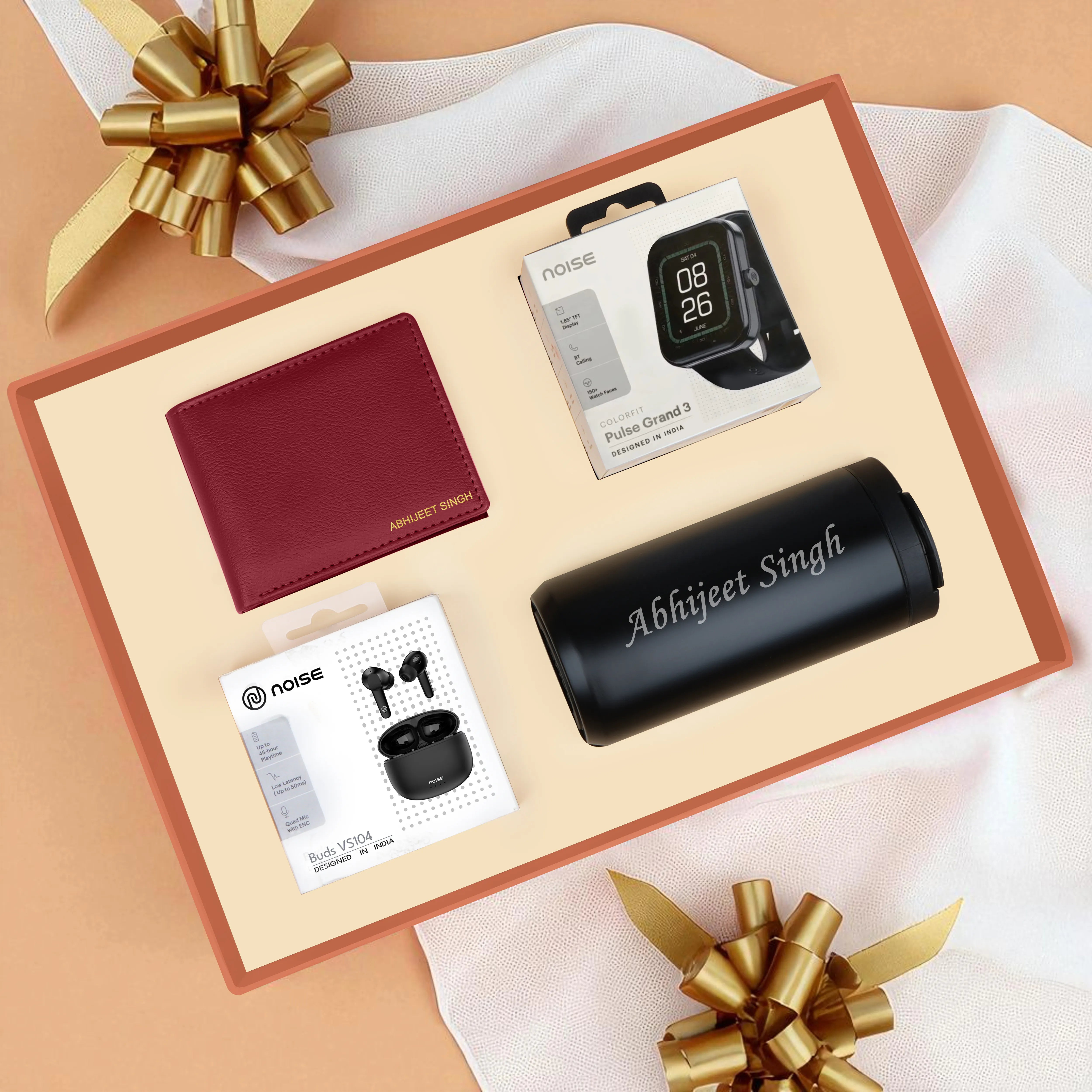 Wallet Smart Watch Earbuds & Tumbler Gift Hamper