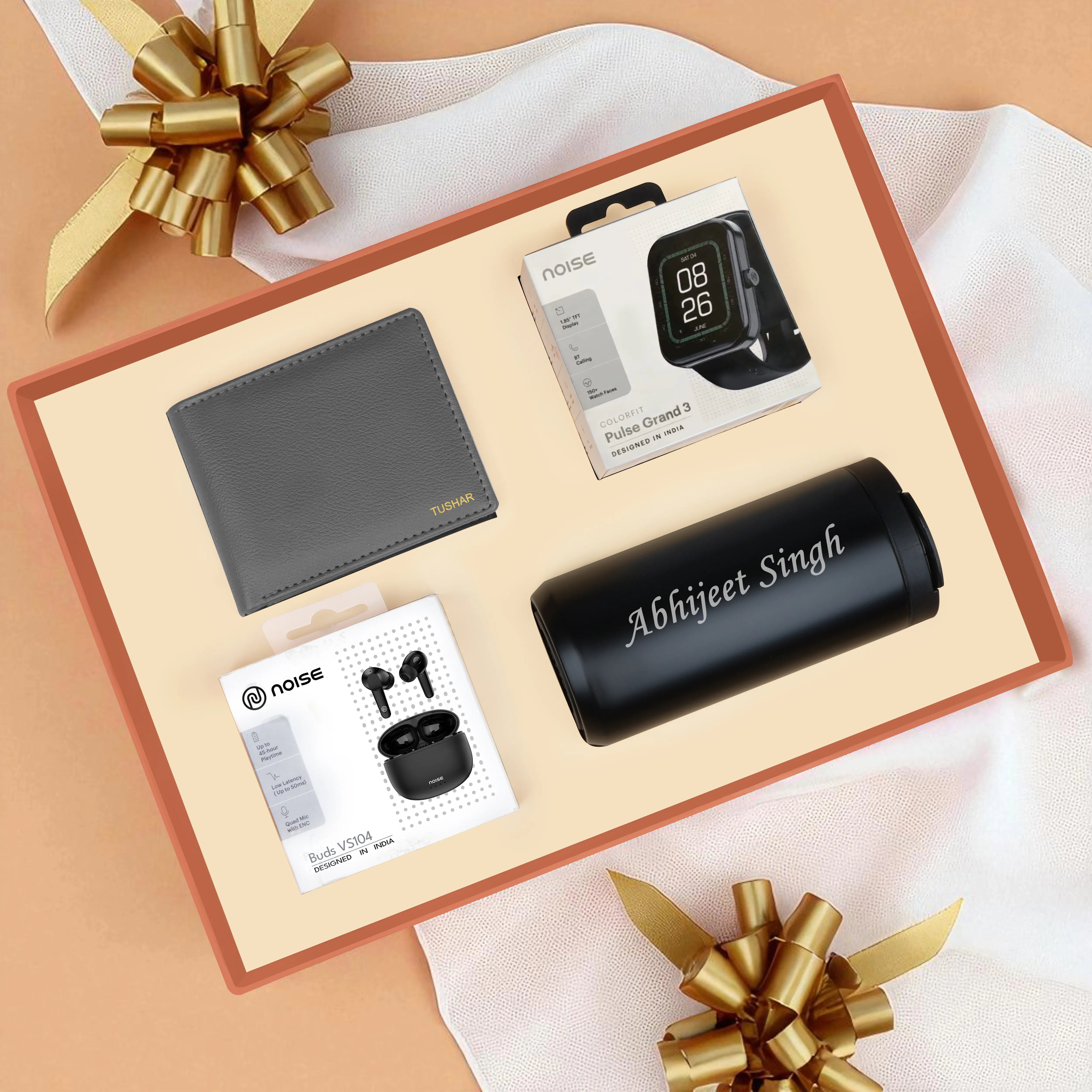 Wallet Smart Watch Earbuds & Tumbler Gift Hamper