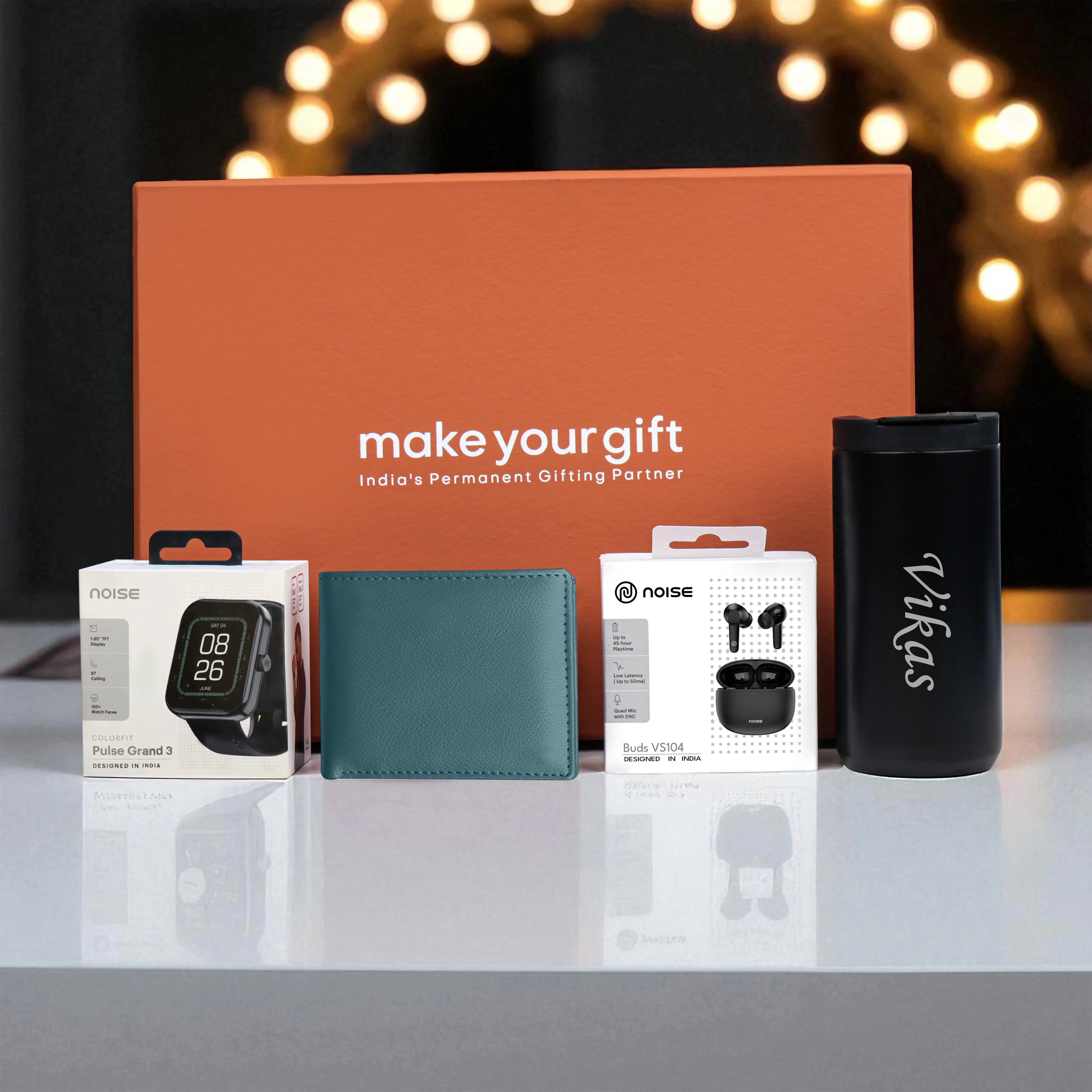 Wallet Smart Watch Earbuds & Tumbler Gift Hamper
