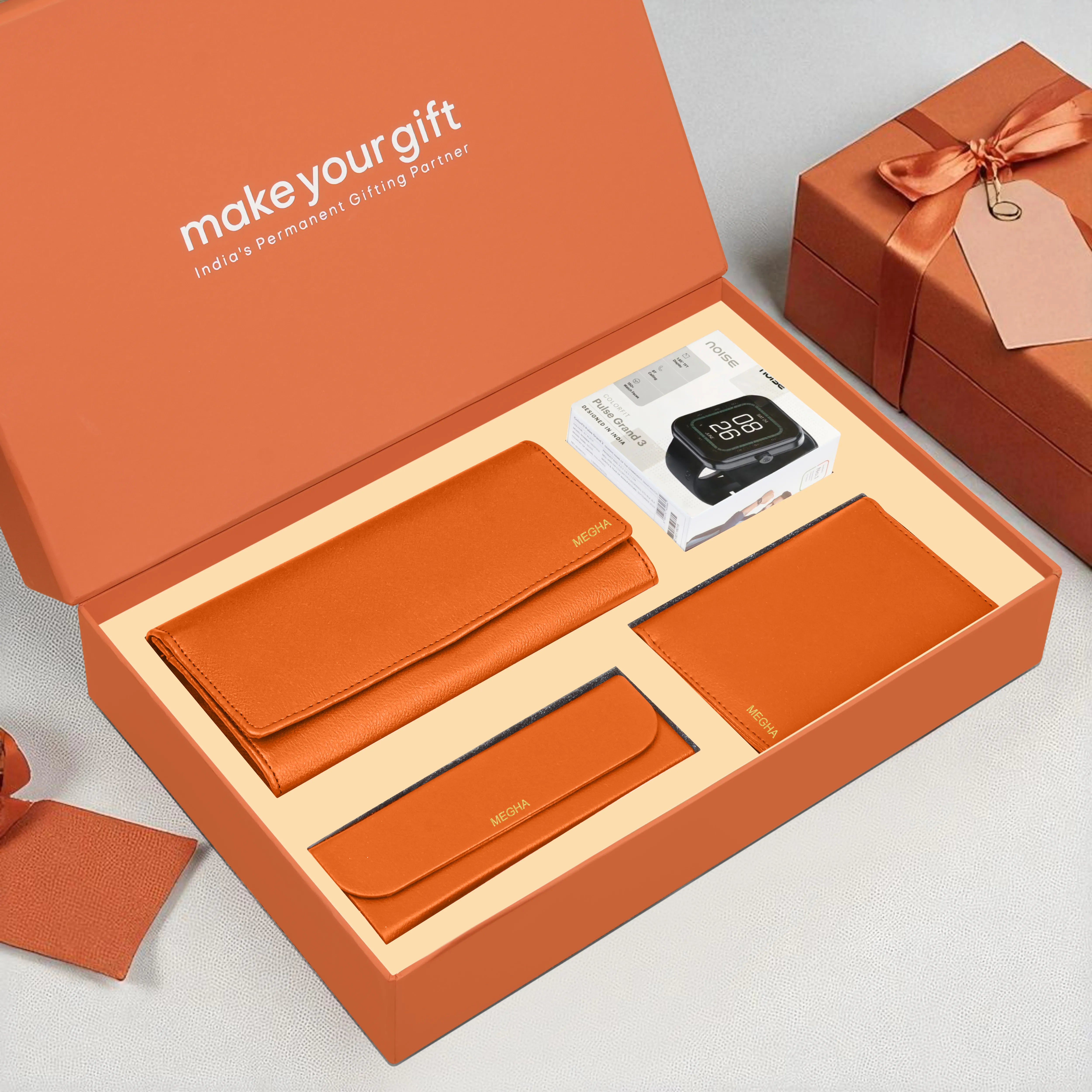 Personalized Clutch, Passport Cover, Eyewear Case & Watch Gift Hamper