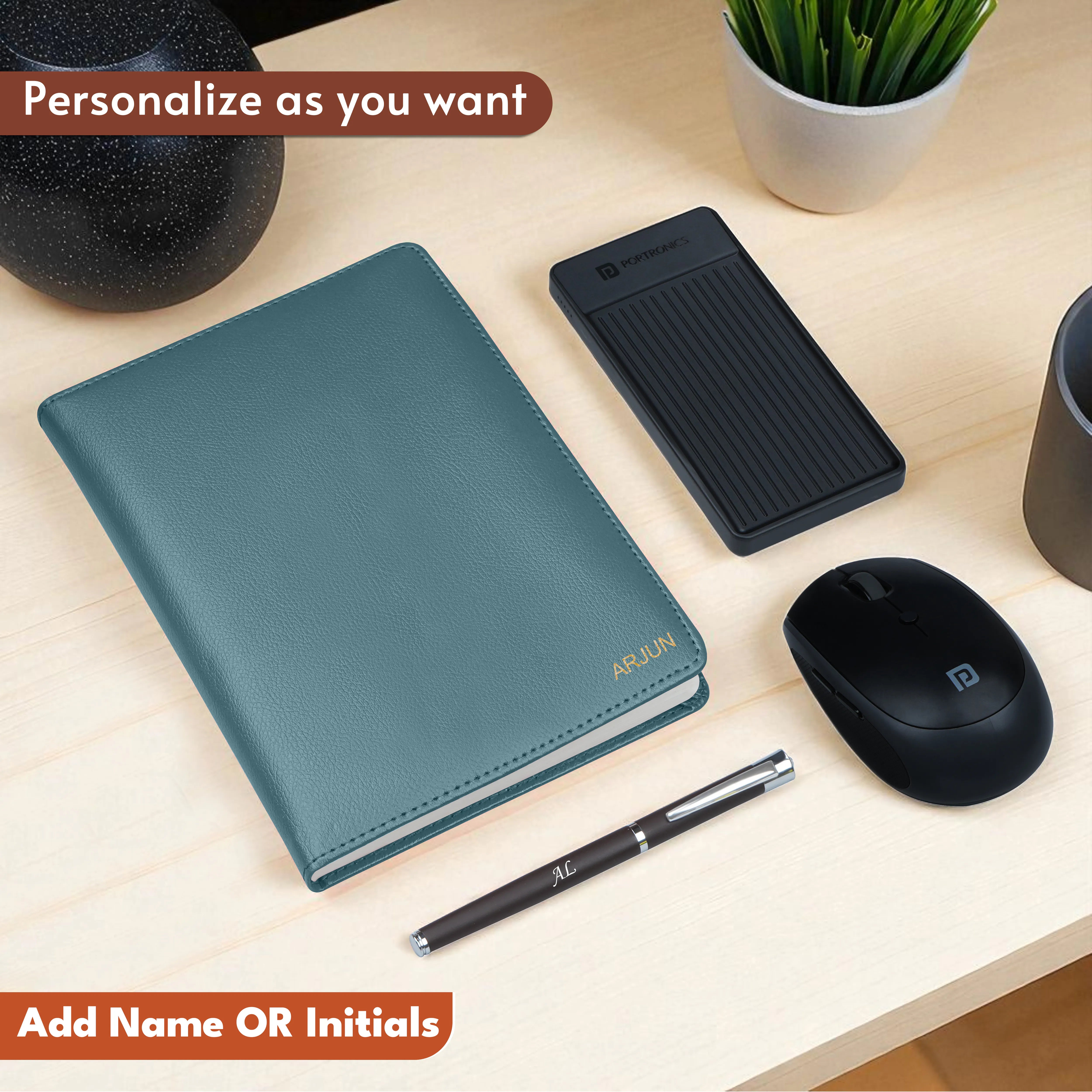Personalized Diary, Pen, Power Bank & Mouse Gift Hamper
