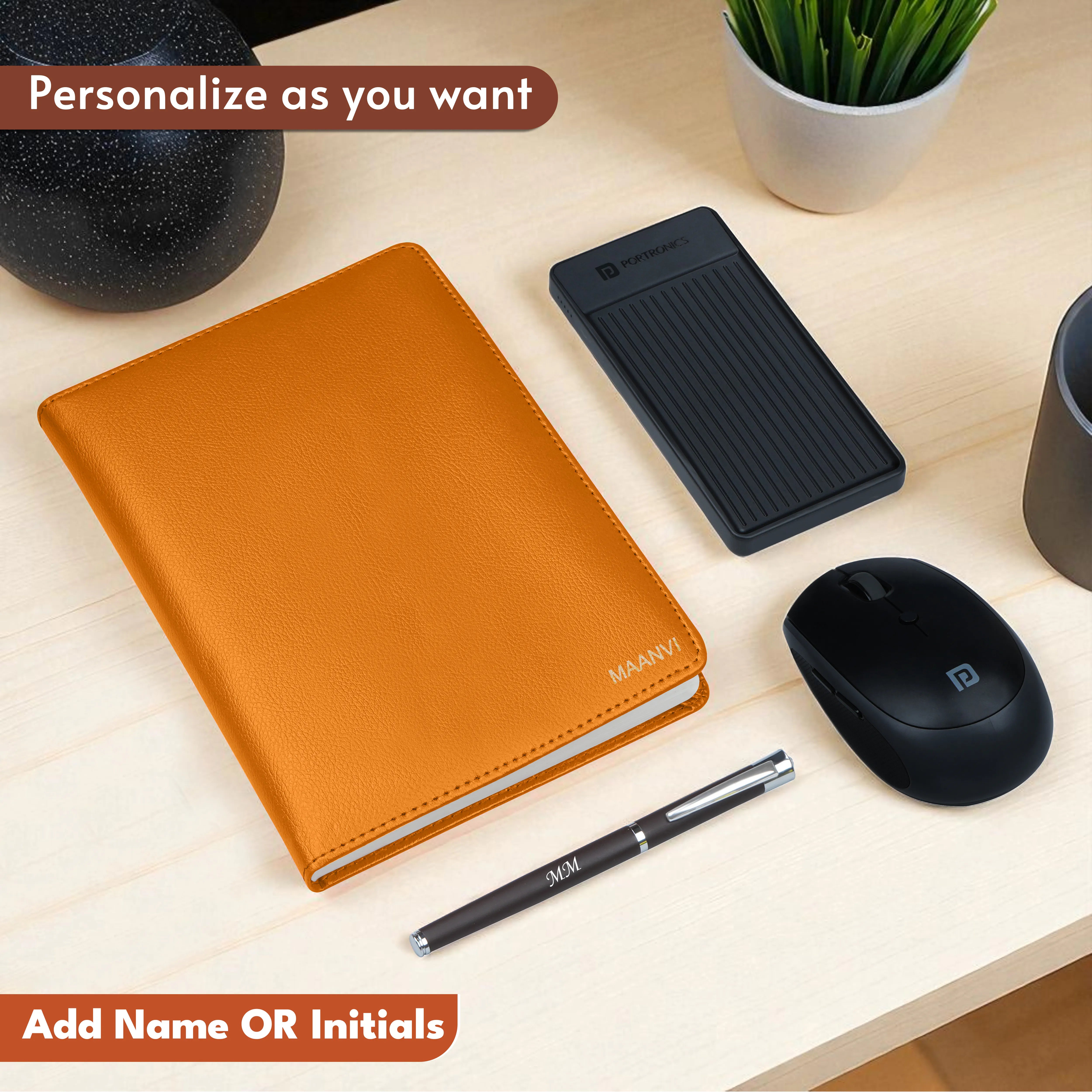 Personalized Diary, Pen, Power Bank & Mouse Gift Hamper