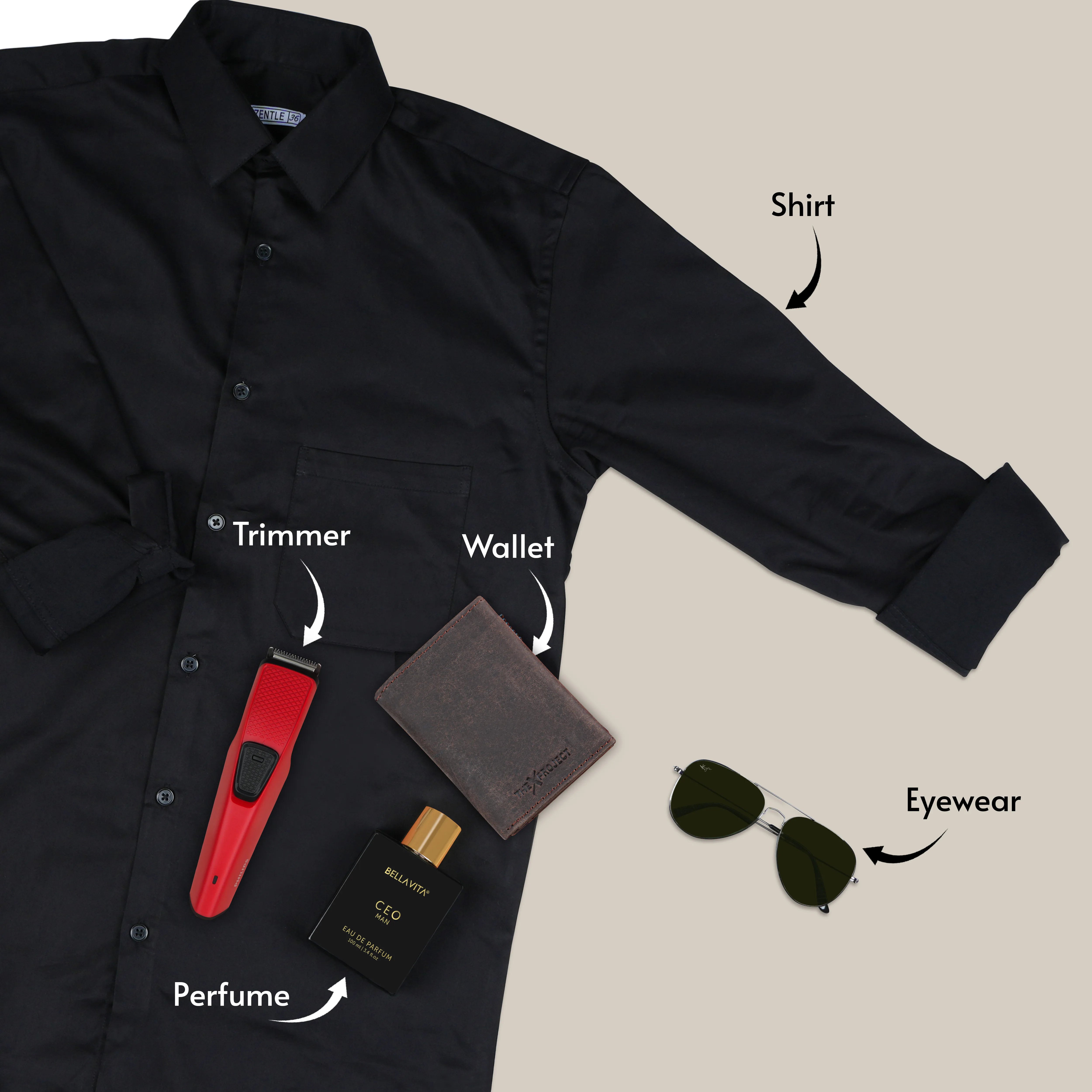 Cardholder Trimmer Sunglasses Shirt & Perfume Gift Hamper