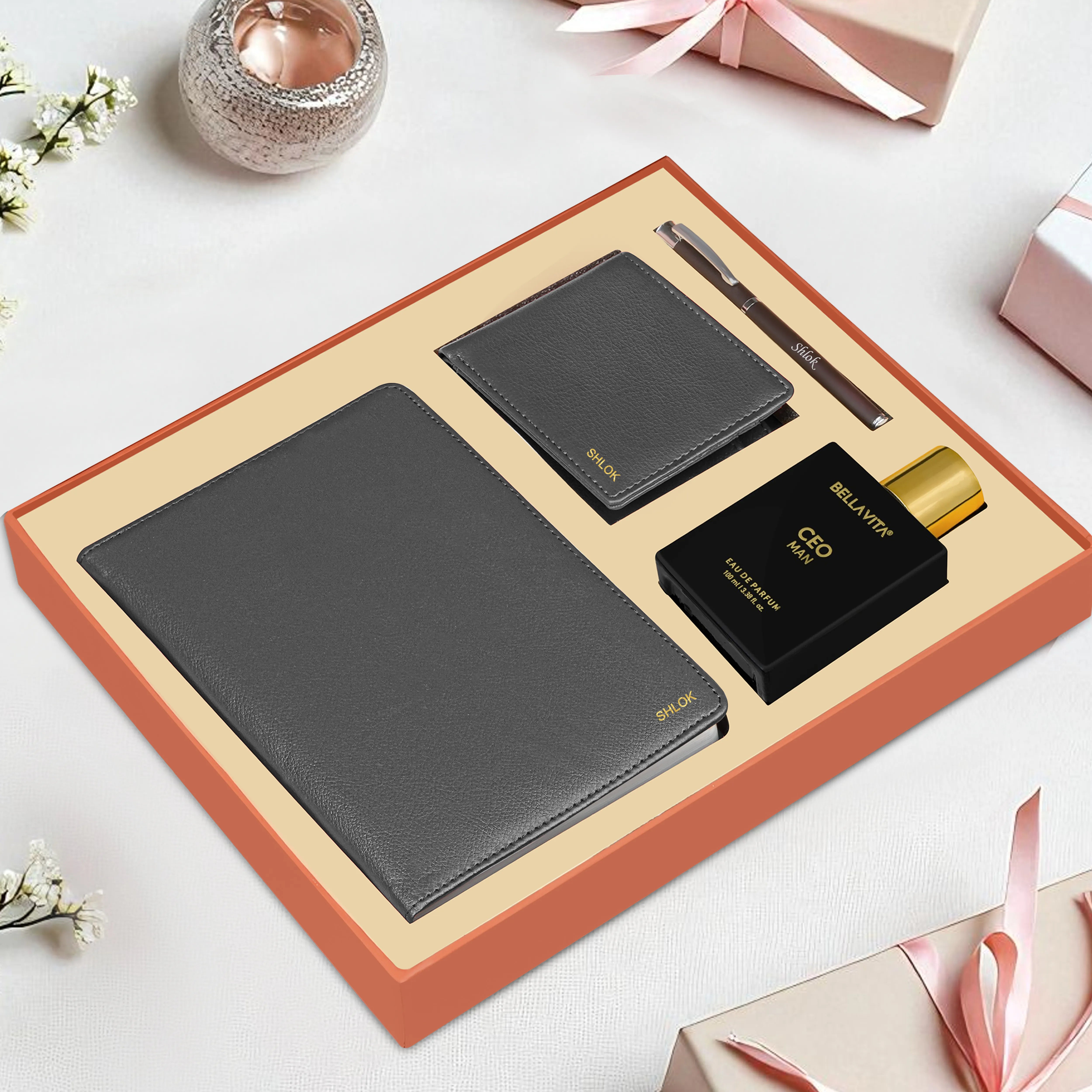Personalized Wallet Diary Pen & Perfume Gift Hamper