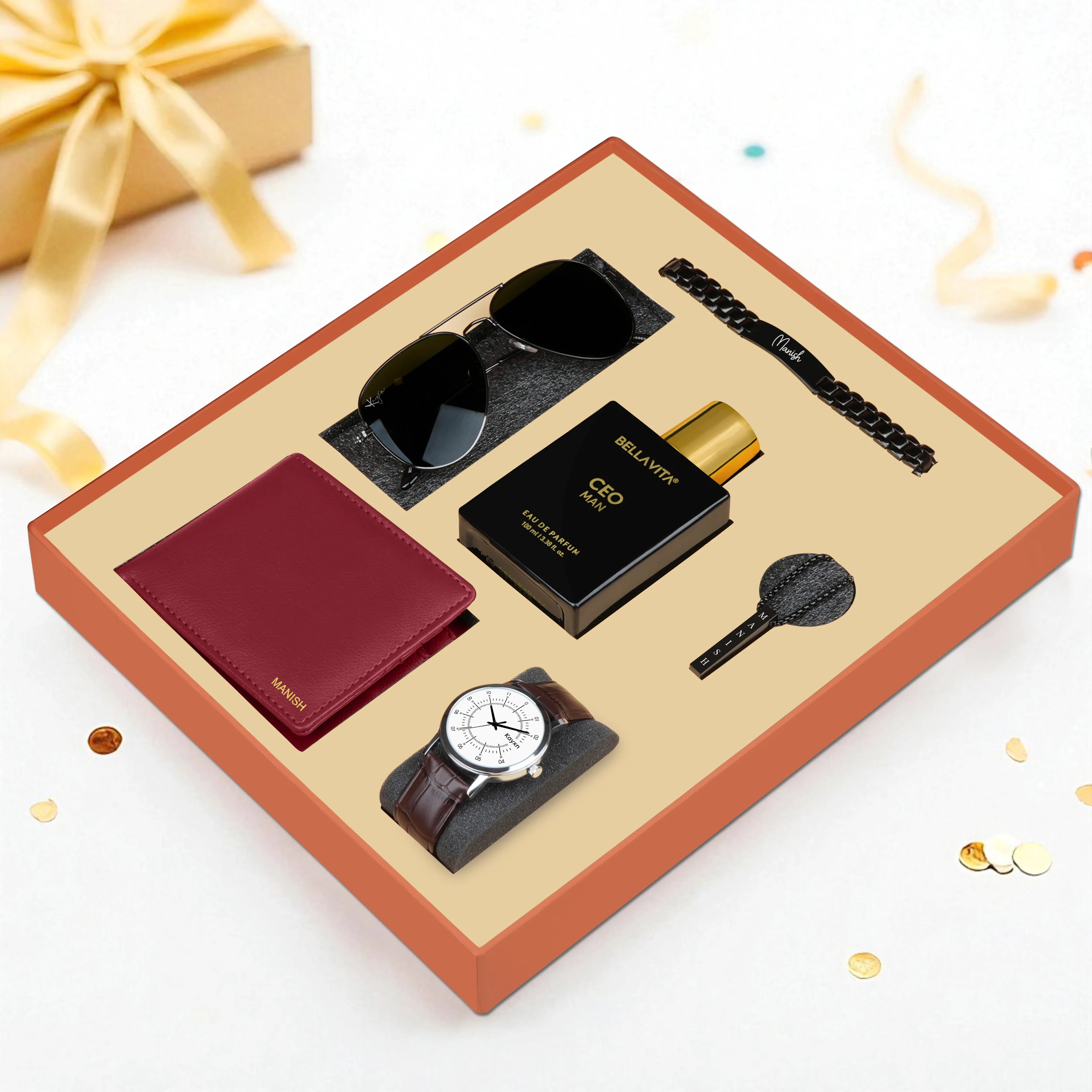 Personalized Wallet Watch Perfume Sunglasses Necklace & Bracelet Gift Set