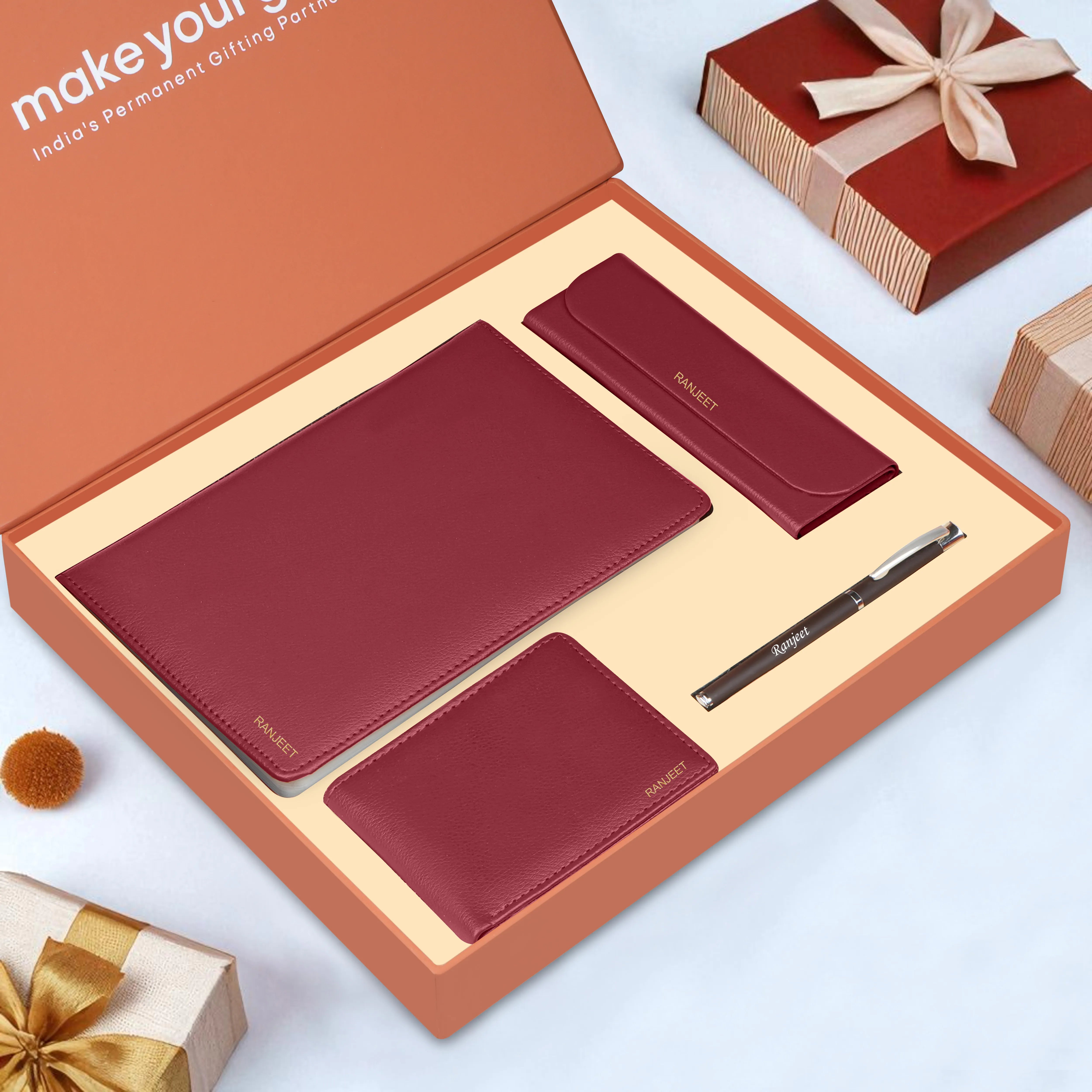 Personalized Diary Pen Eyewear Case & Wallet Gift Hamper