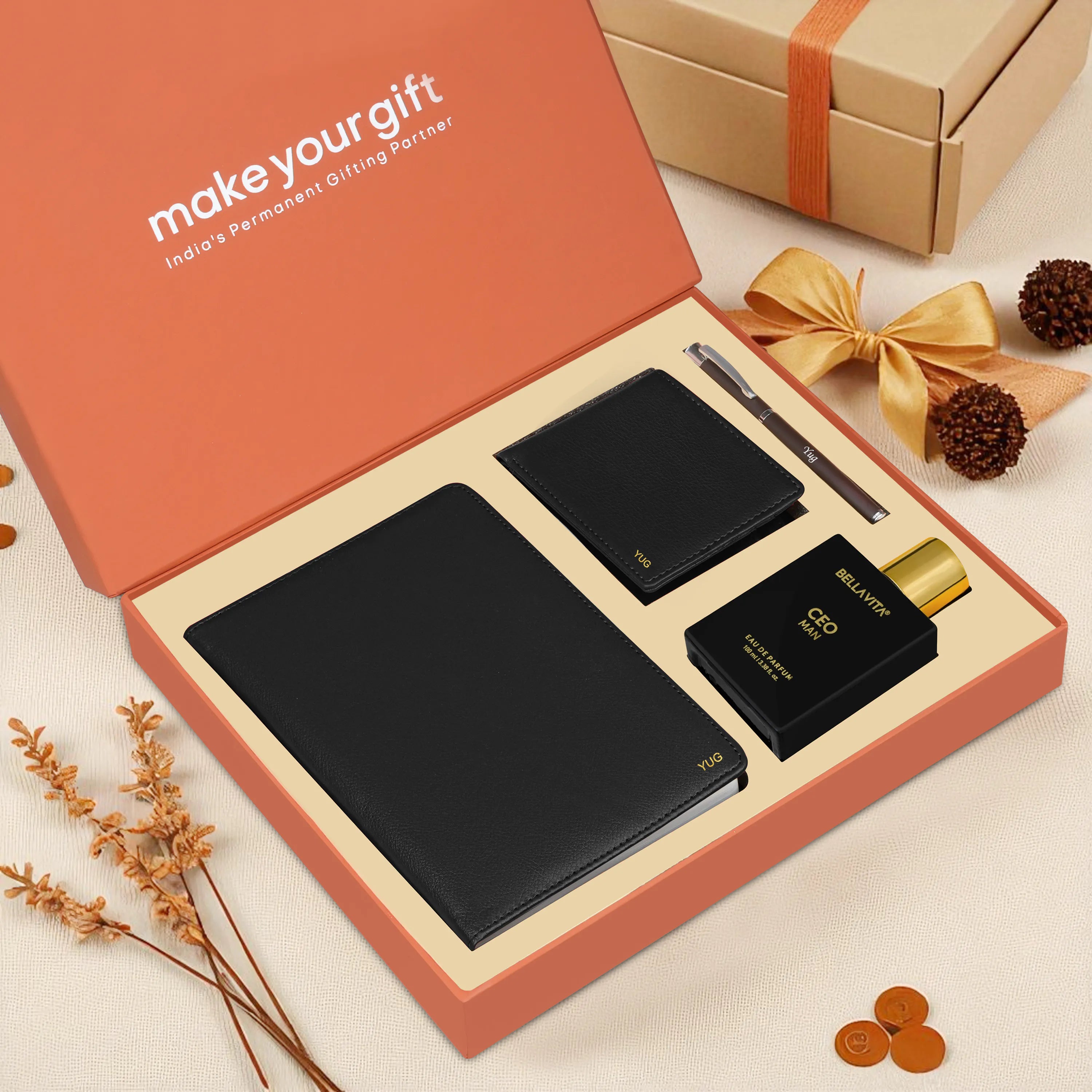 Personalized Wallet Diary Pen & Perfume Gift Hamper