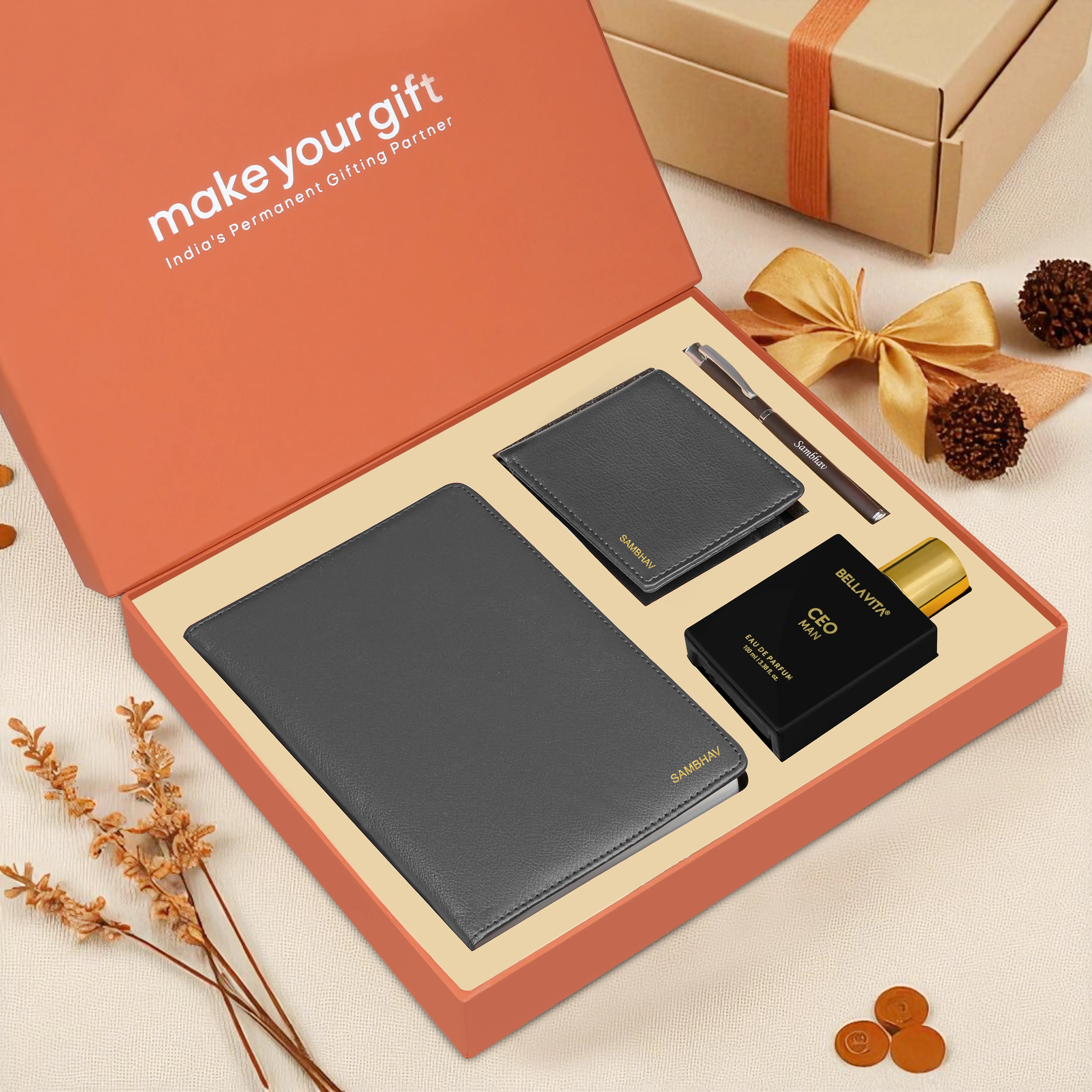 Personalized Wallet Diary Pen & Perfume Gift Hamper