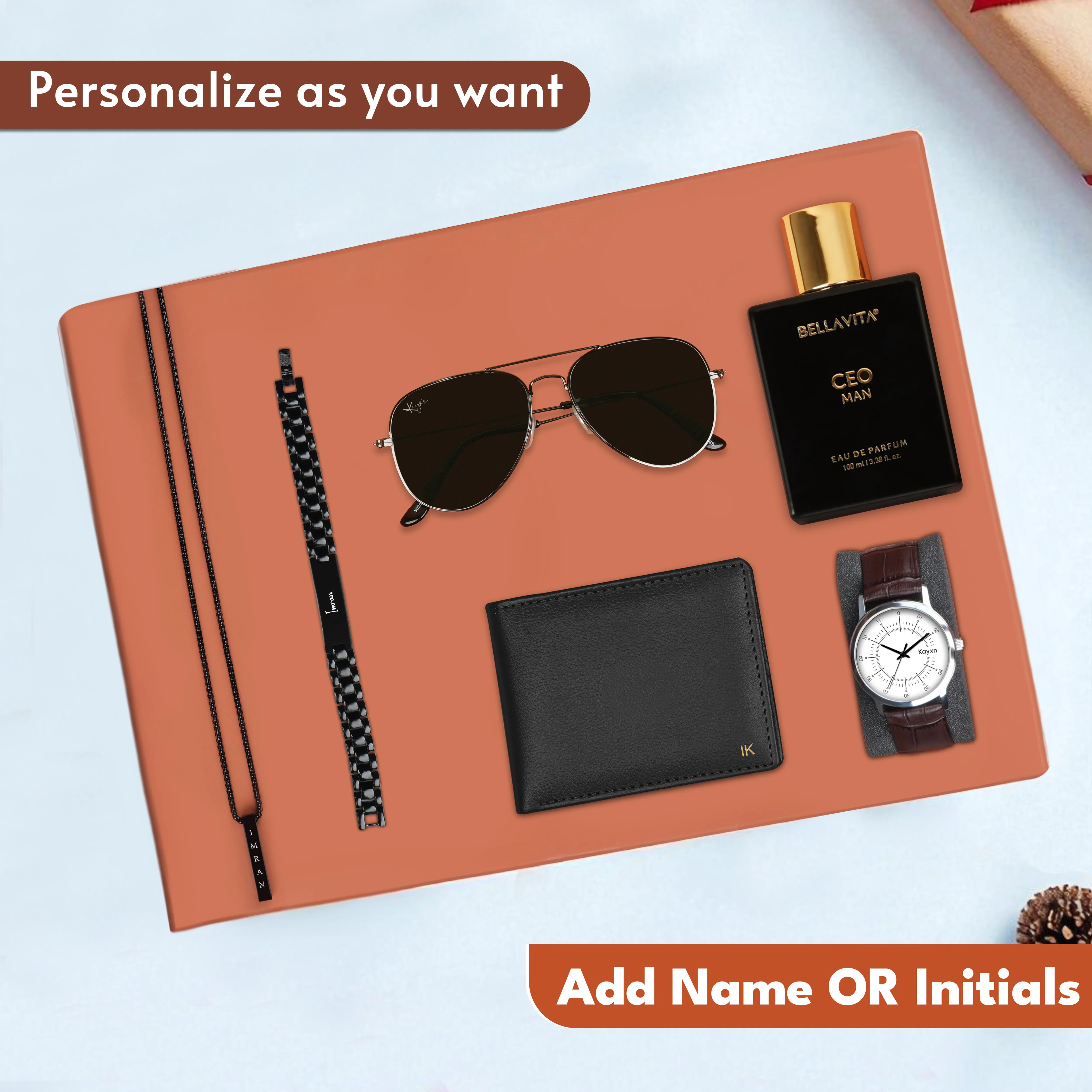 Personalized Wallet Watch Perfume Sunglasses Necklace & Bracelet Gift Set