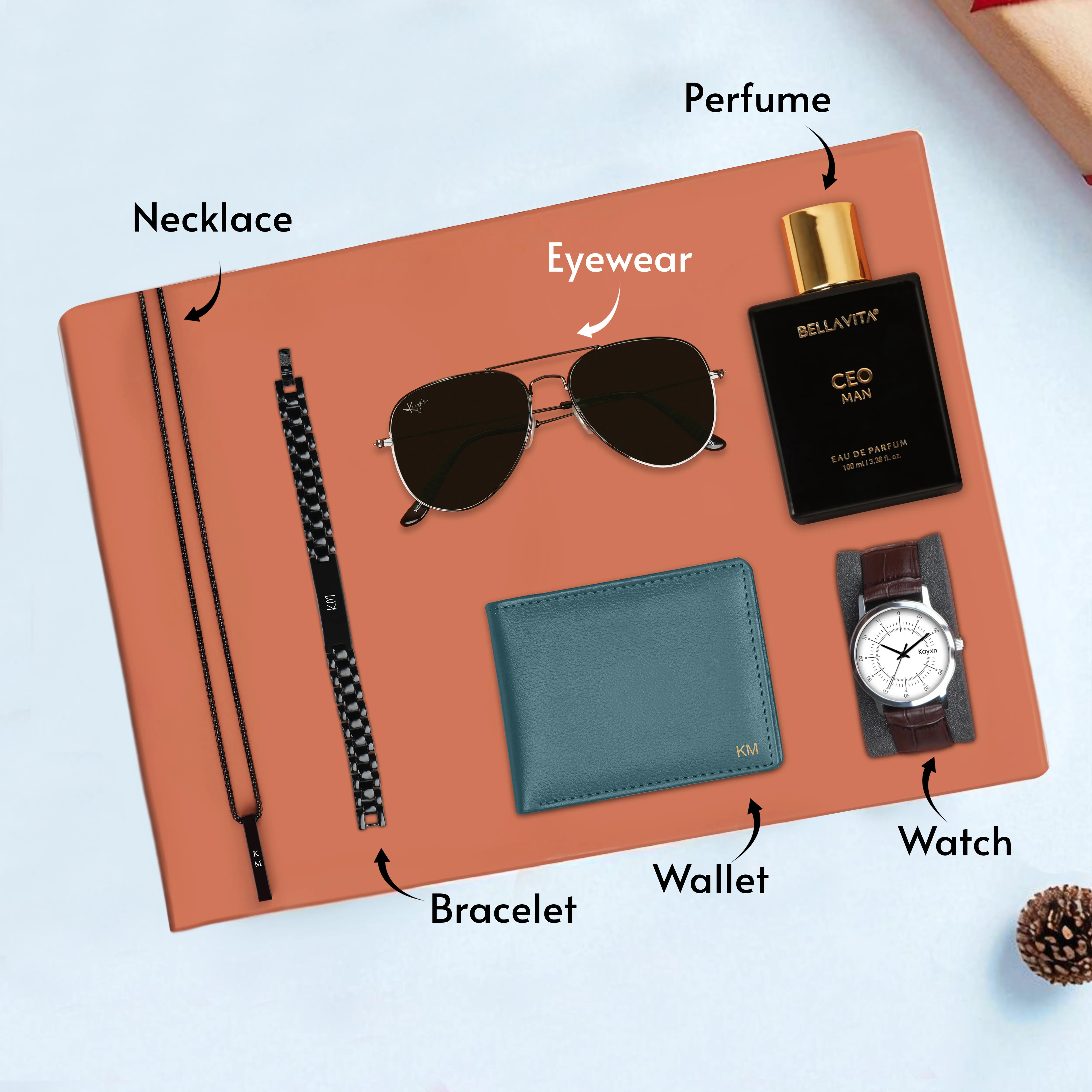 Personalized Wallet Watch Perfume Sunglasses Necklace & Bracelet Gift Set