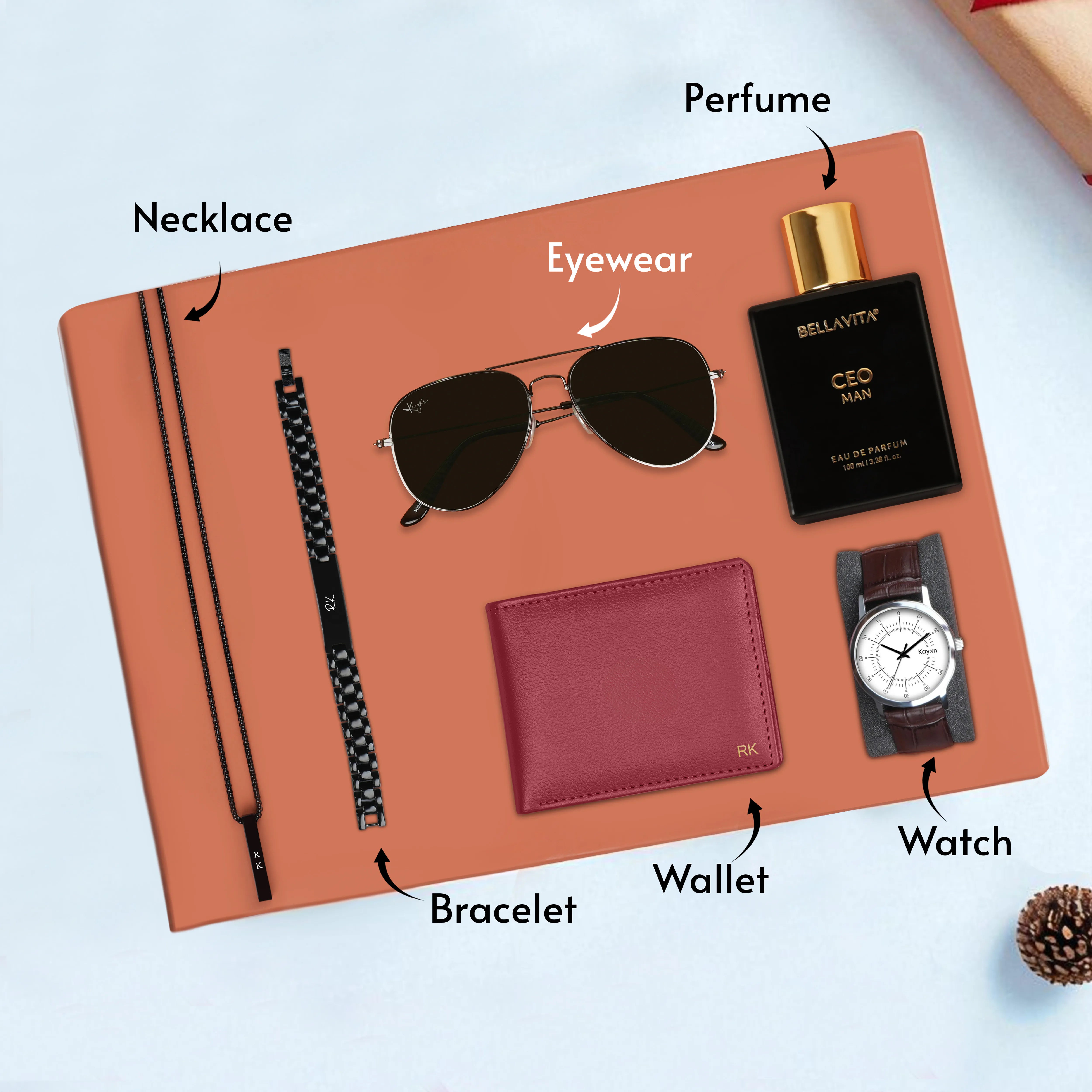 Personalized Wallet Watch Perfume Sunglasses Necklace & Bracelet Gift Set