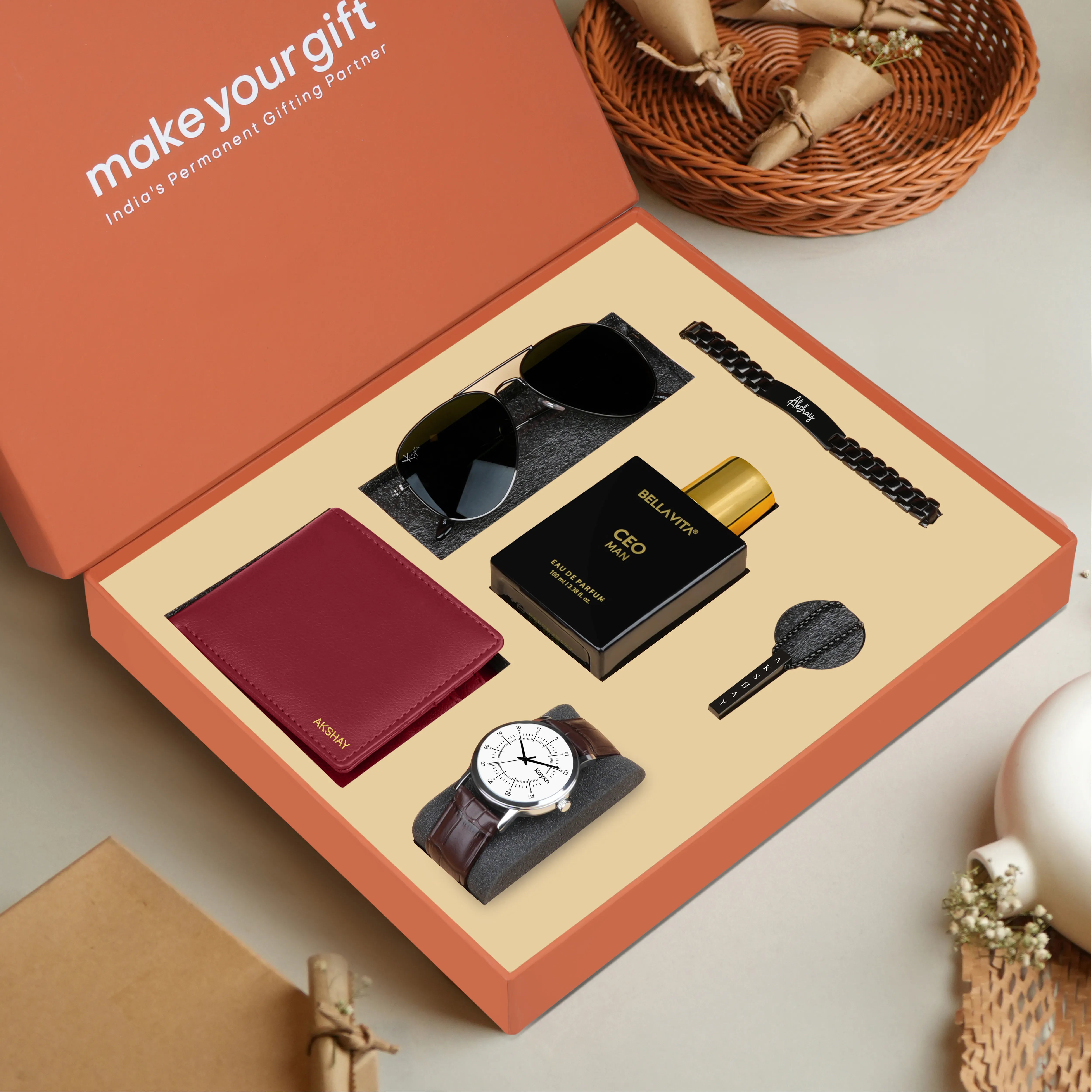 Personalized Wallet Watch Perfume Sunglasses Necklace & Bracelet Gift Set