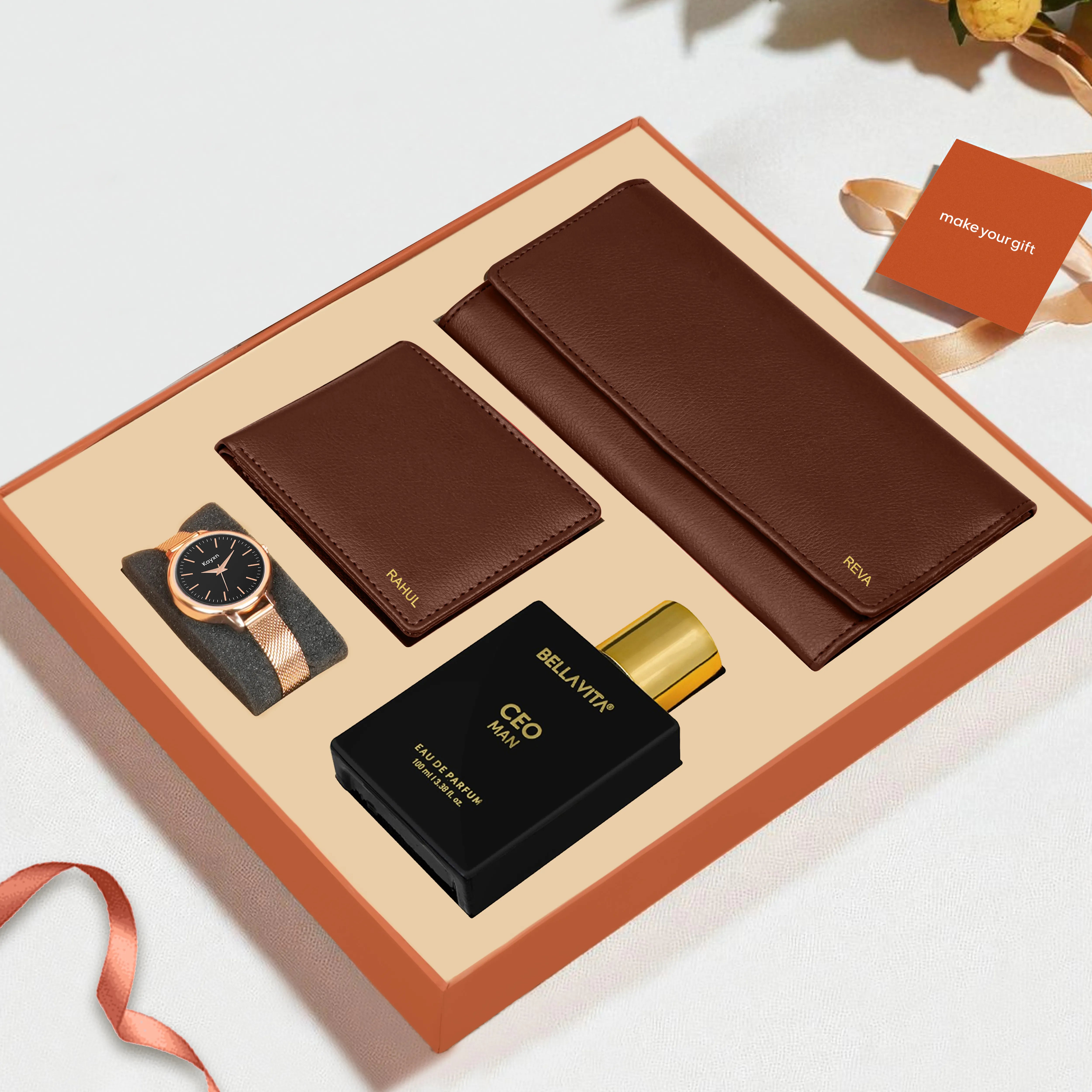 Personalized Clutch Wallet Perfume & Watch Gift Hamper
