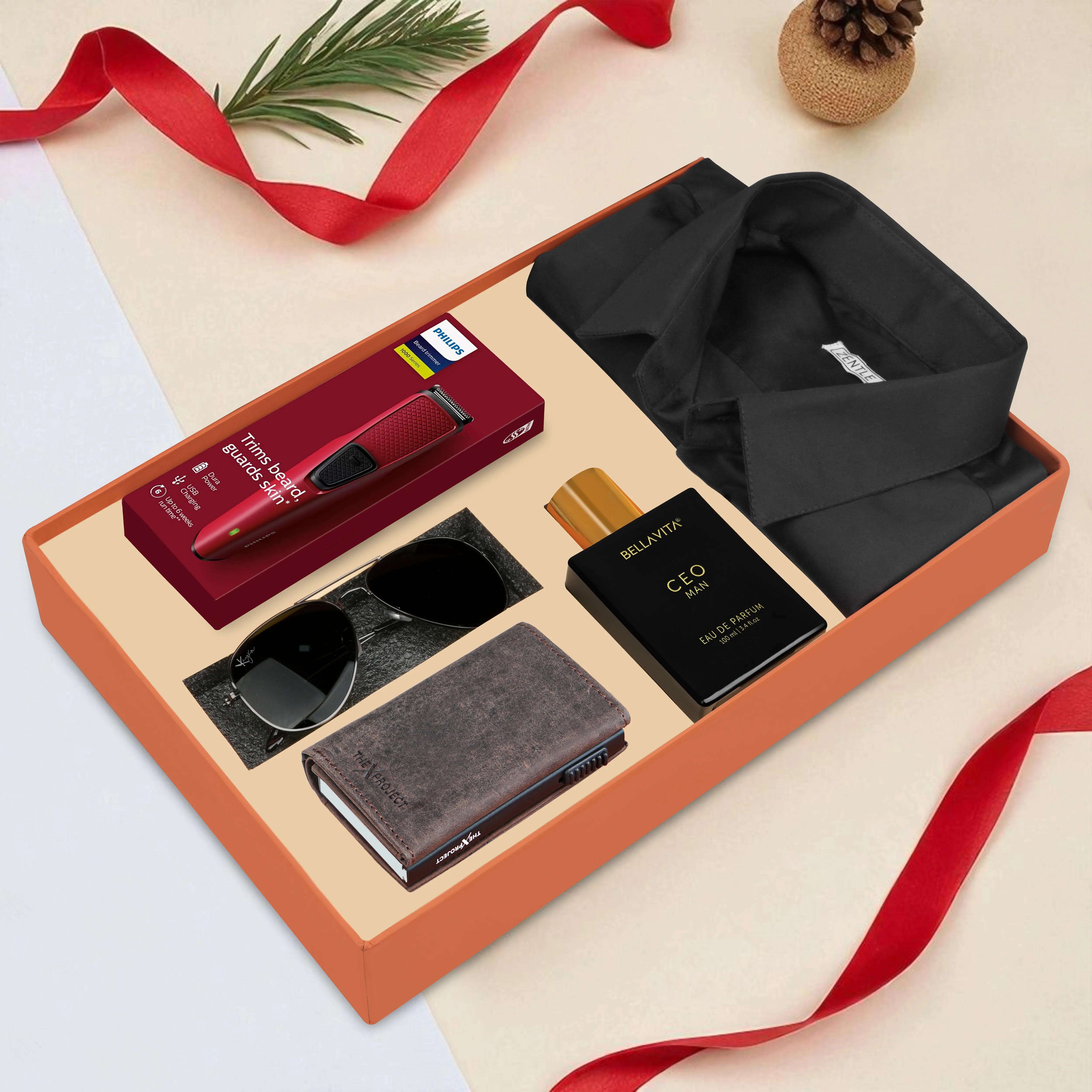 Cardholder Trimmer Sunglasses Shirt & Perfume Gift Hamper