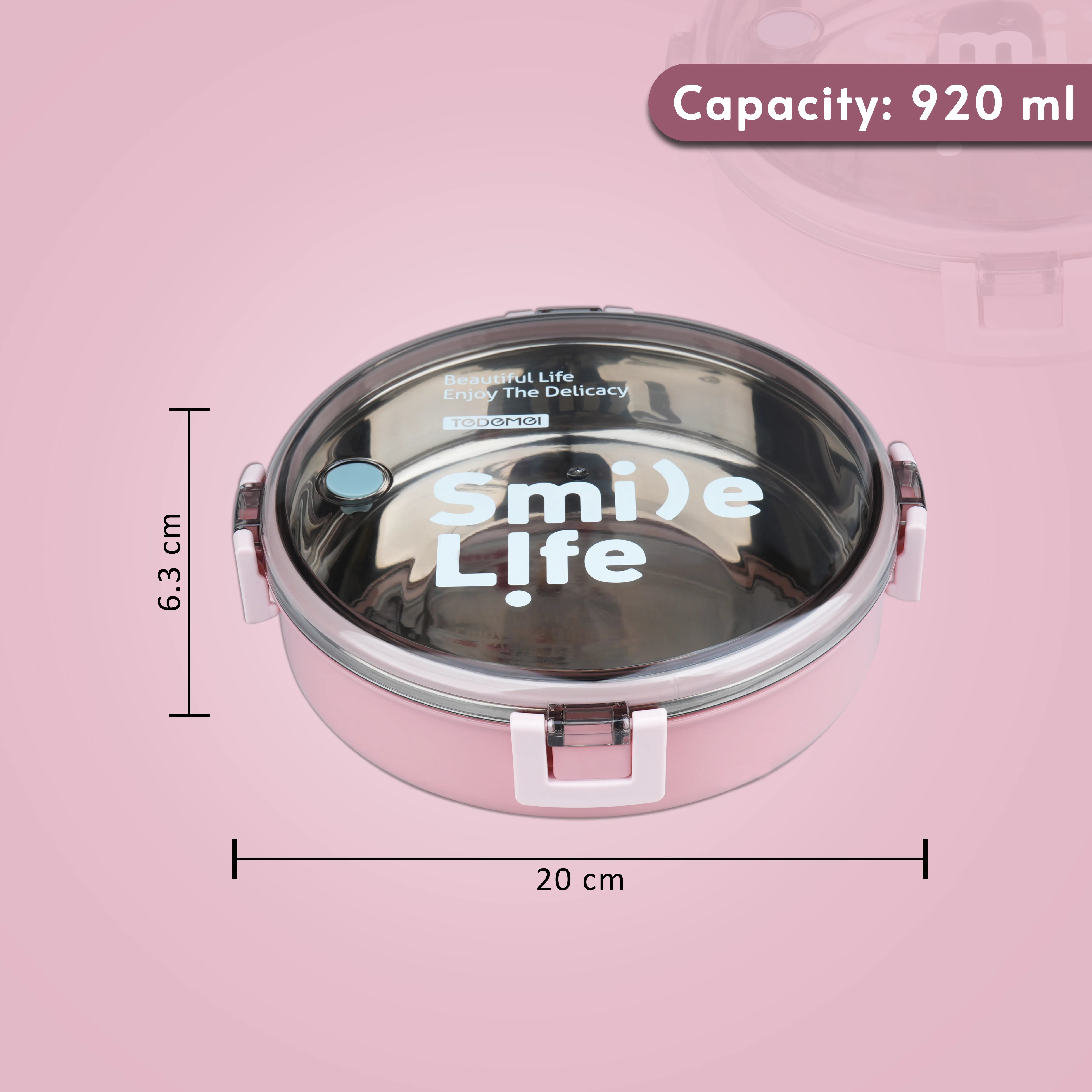 Smile Life Round Bento Lunch Box