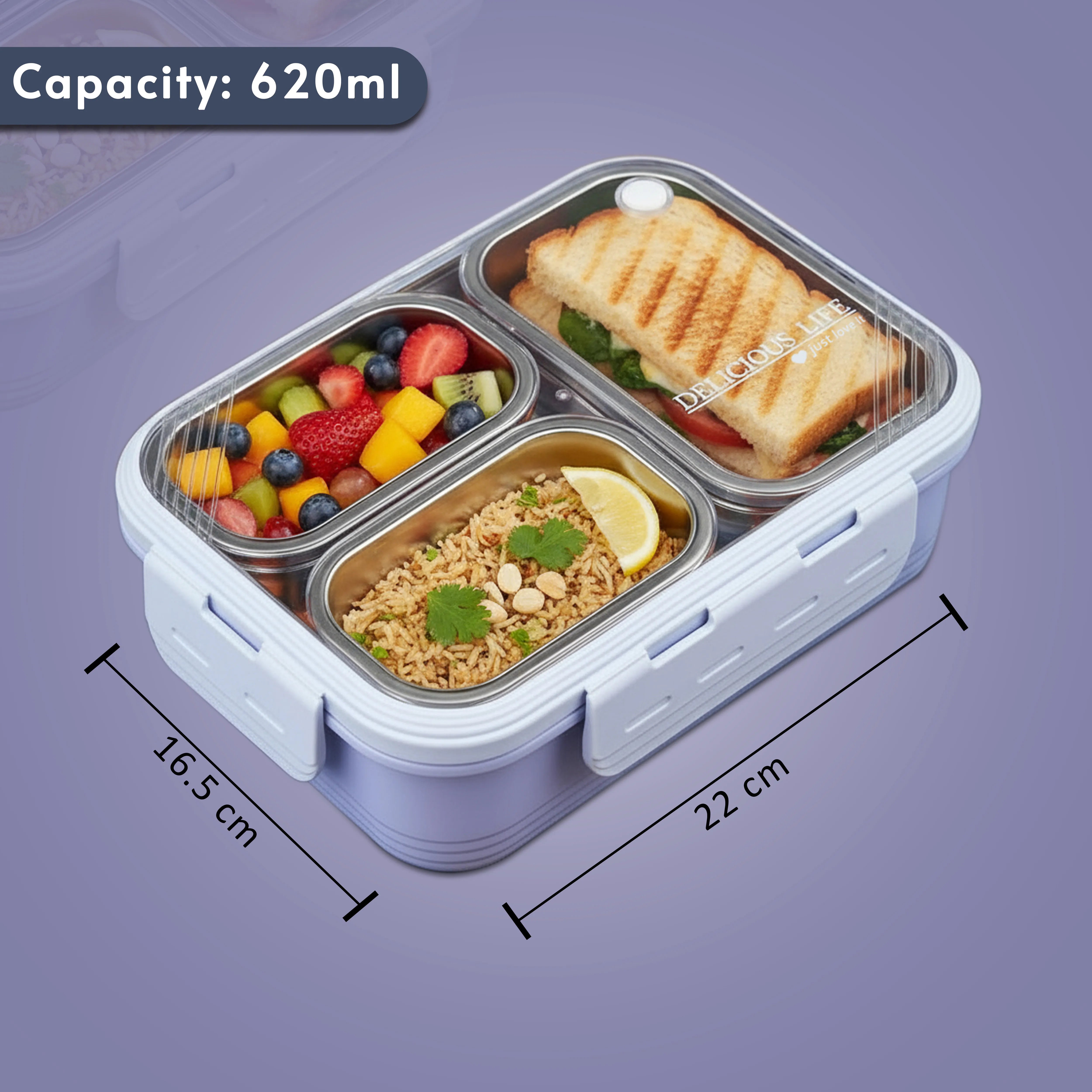 Delicious Life 3-Compartment Bento Lunch Box