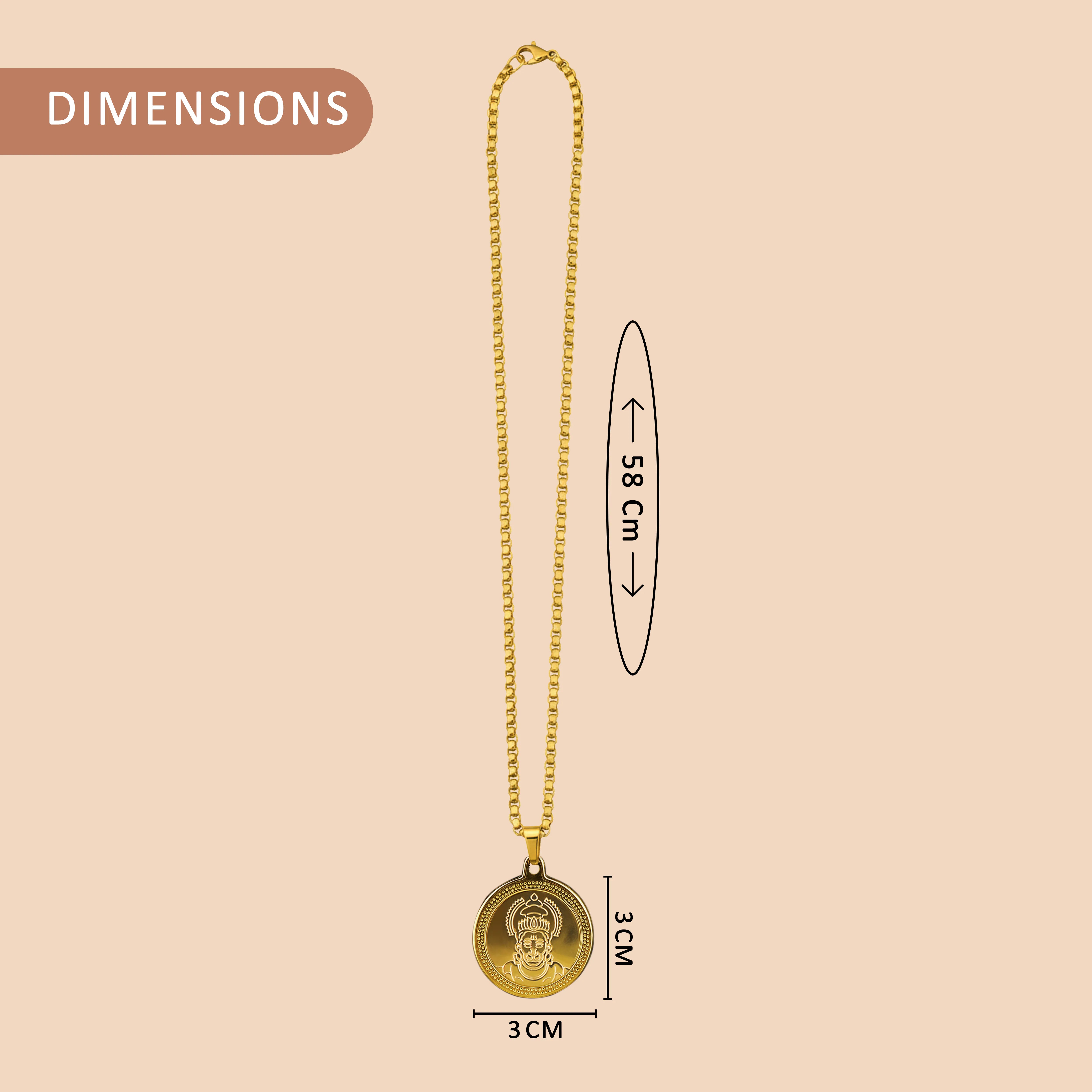 Hanuman Ji Gold Plated Pendant & Chain Set