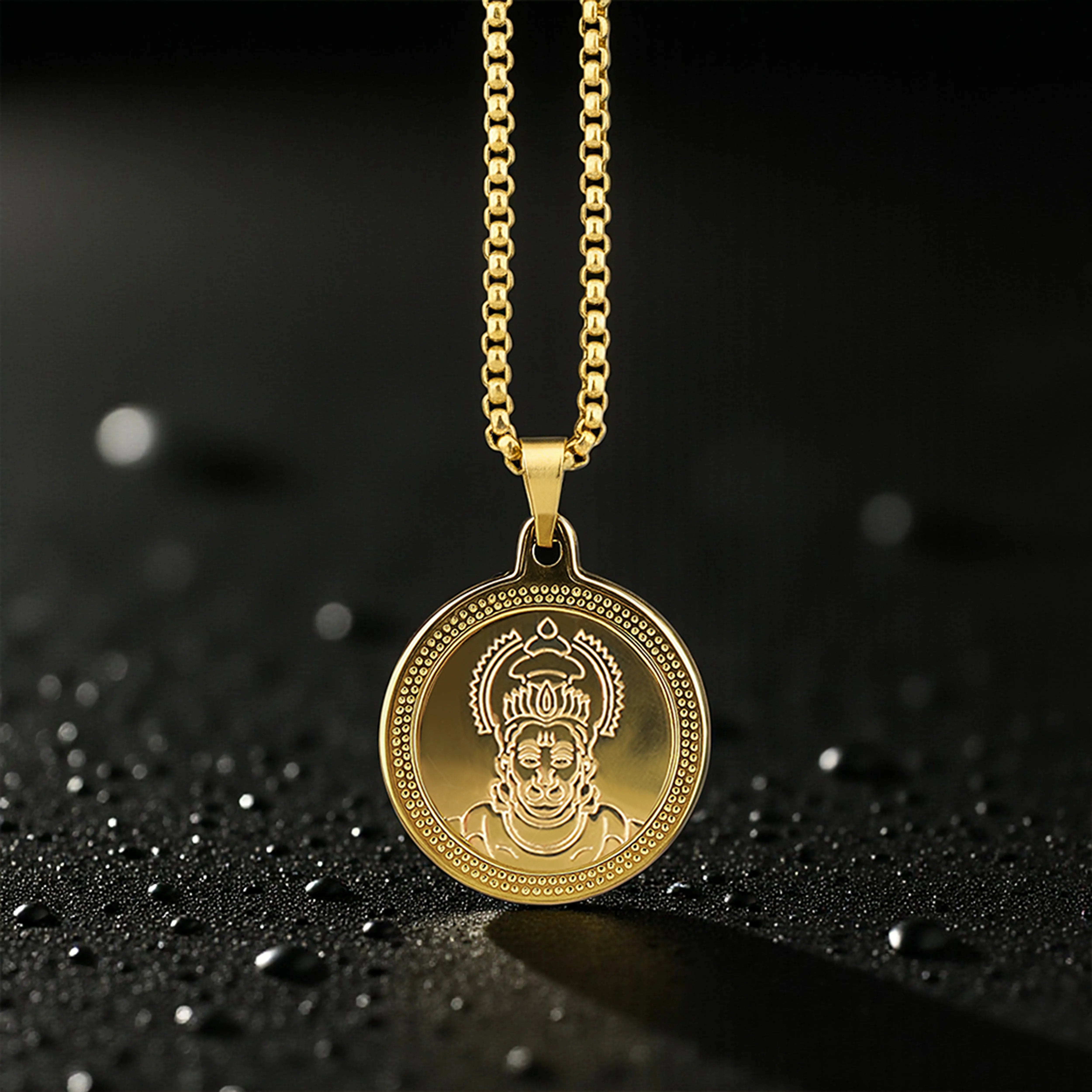 Hanuman Ji Gold Plated Pendant & Chain Set