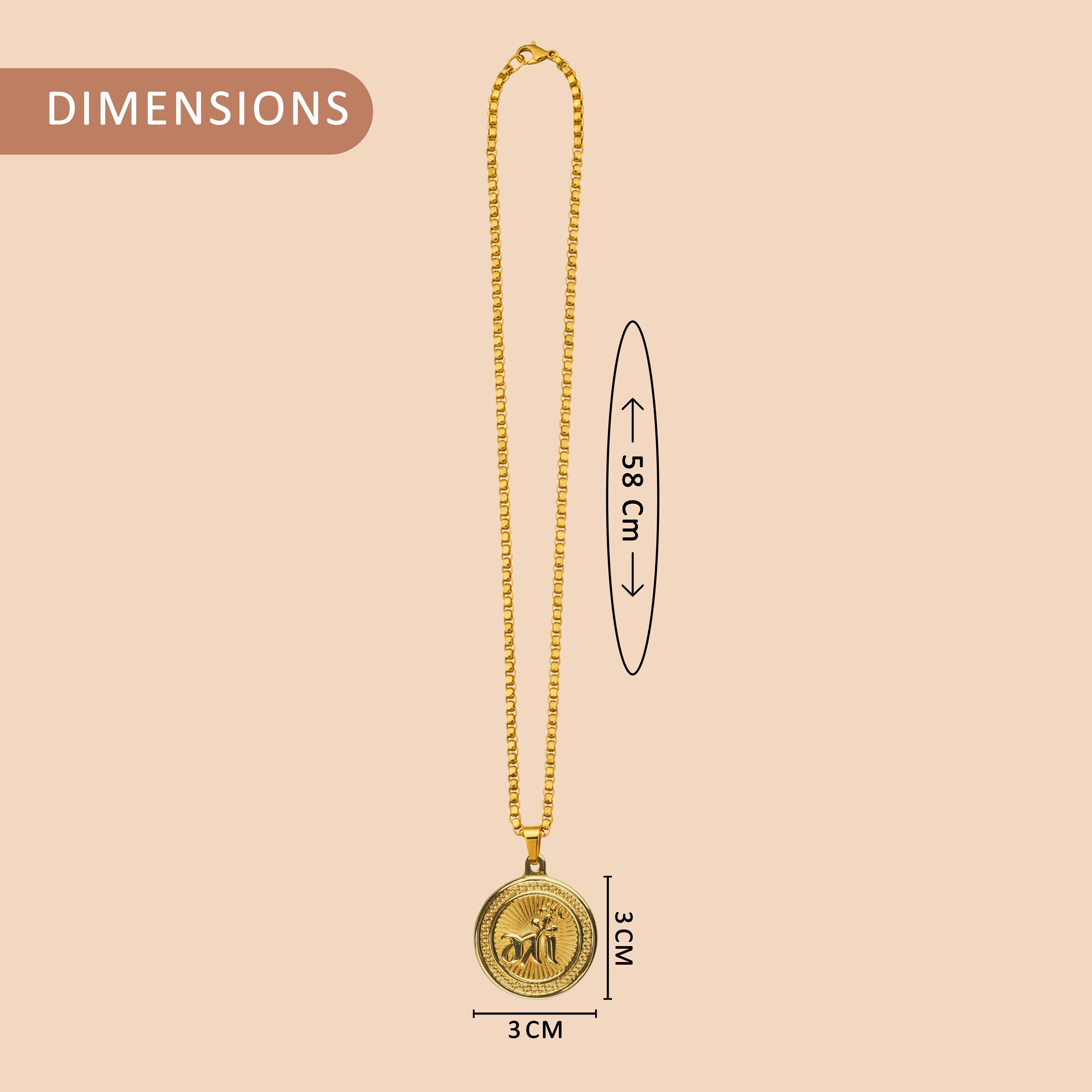 Maa Shakti Gold Plated Pendant & Chain Set