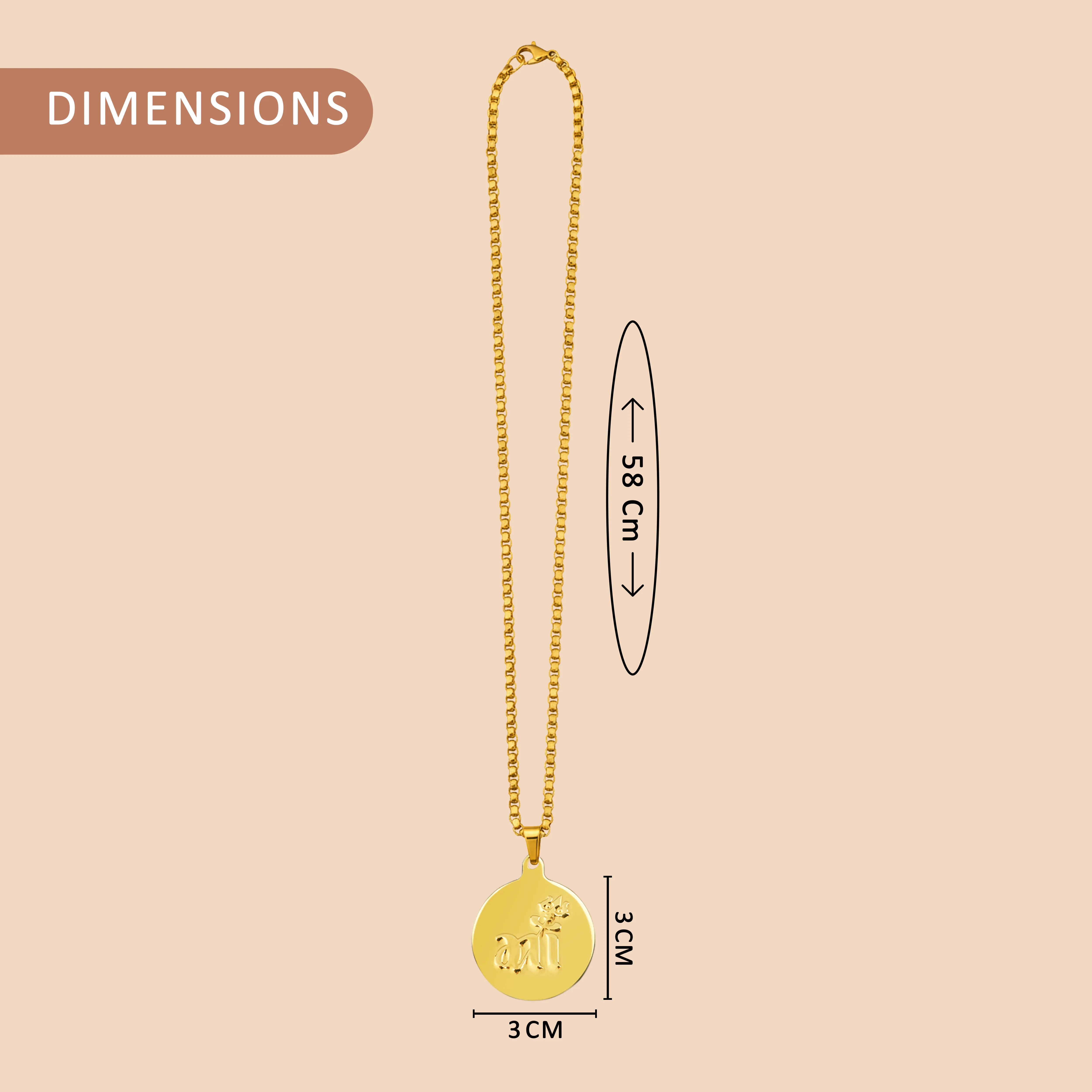 Maa Gold Plated Plain Pendant & Chain Set