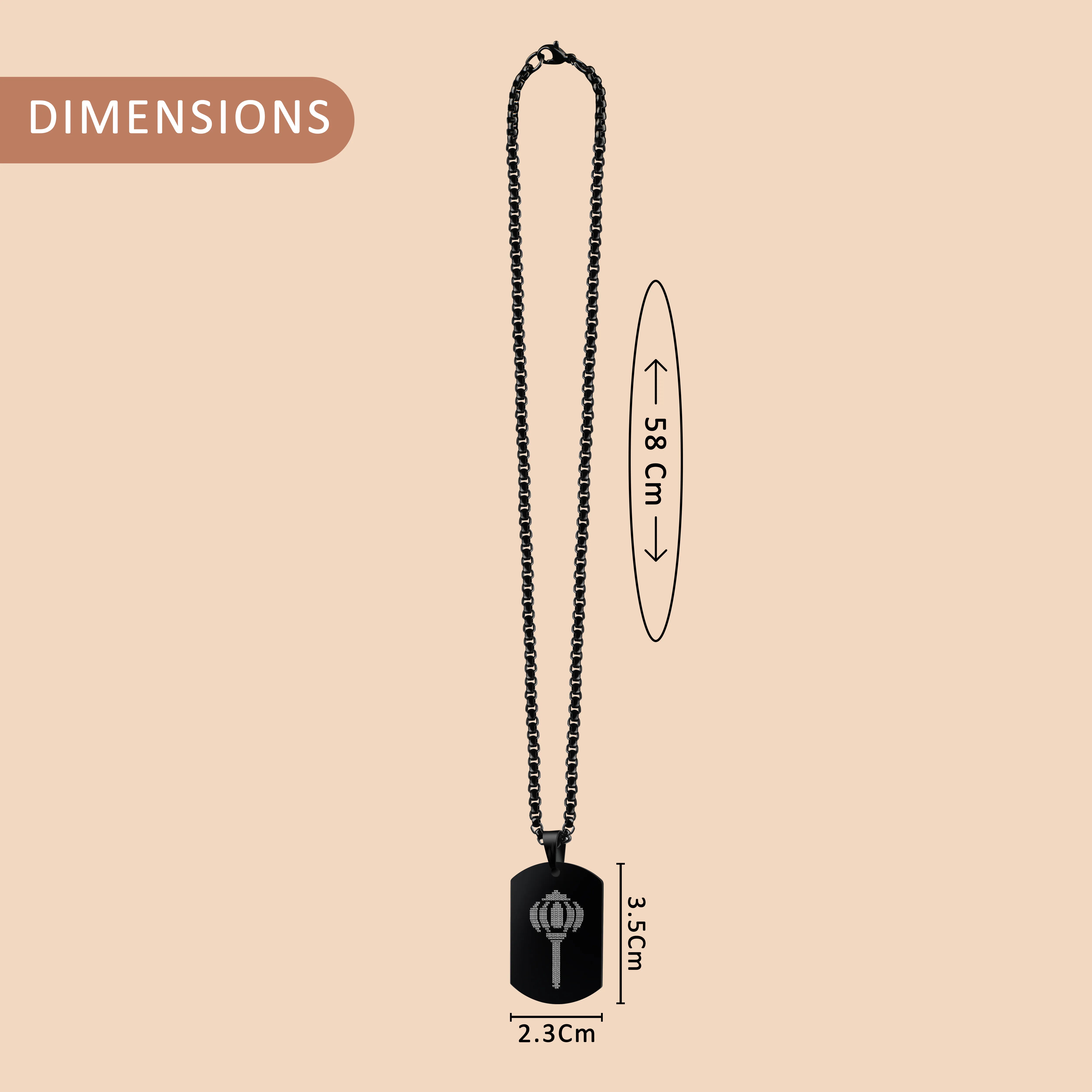 Hanuman Gadaa Black Stainless Steel Pendant & Chain Set