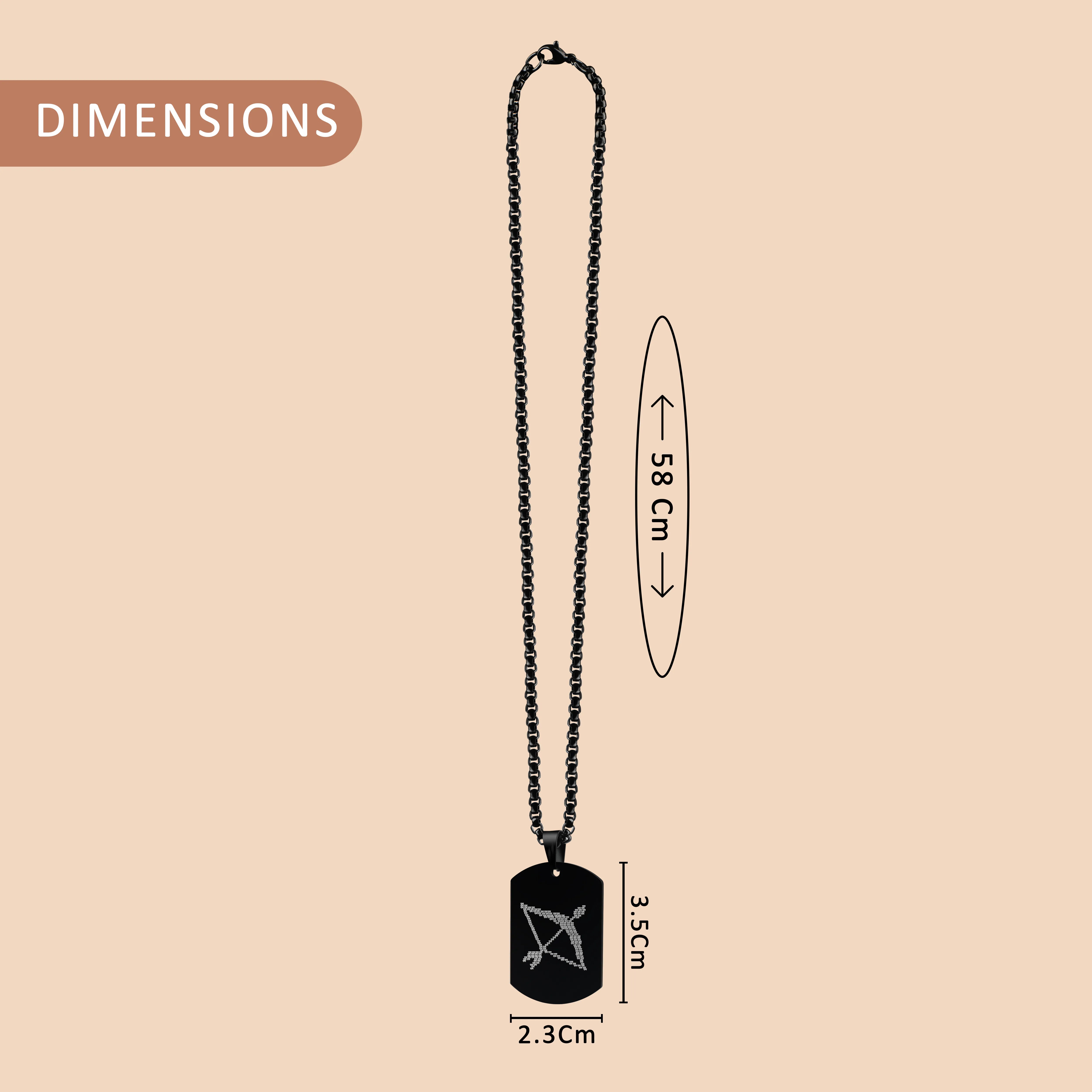 Sri Ram Dhanush Black Stainless Steel Pendant & Chain Set