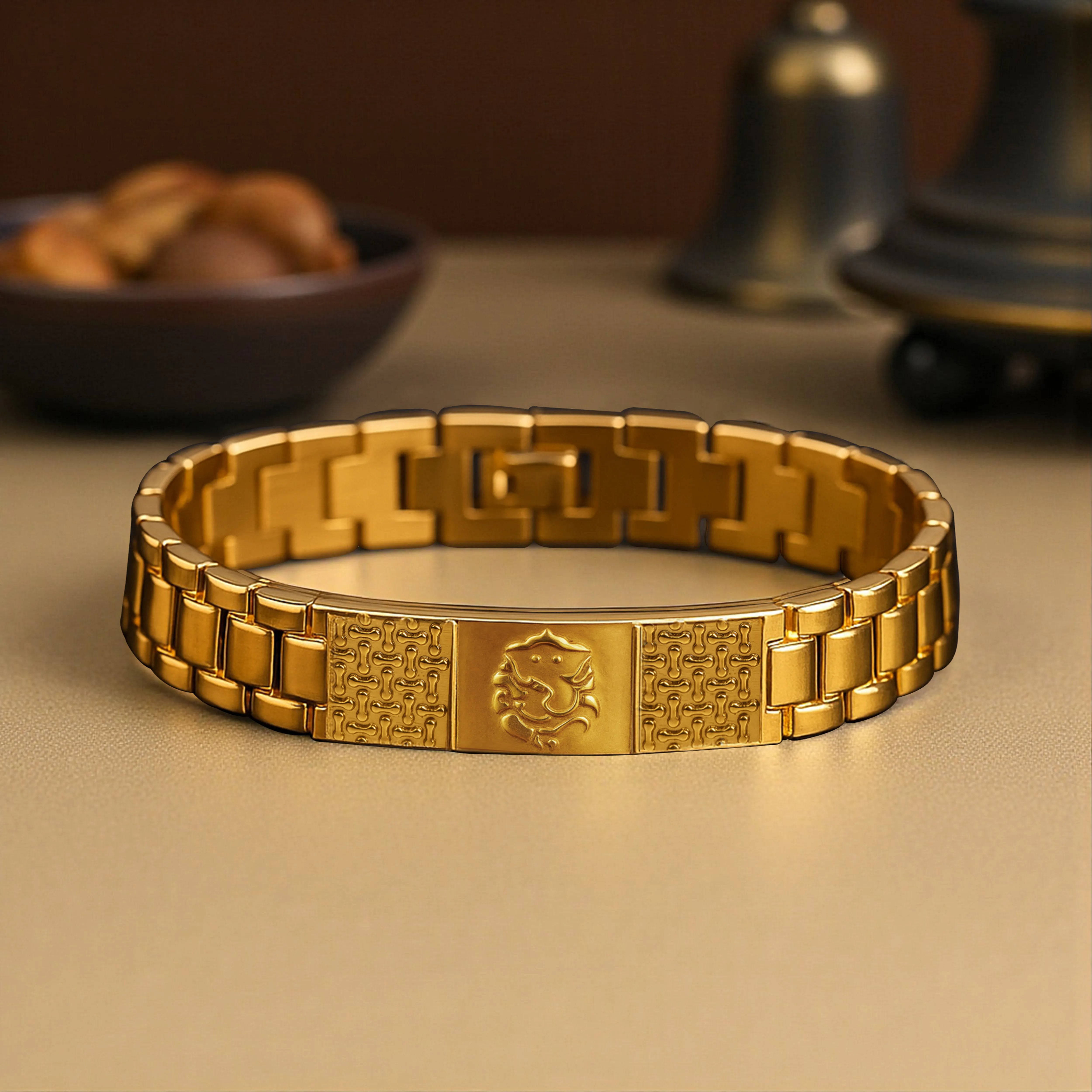 Shri Ganesha Gold Plated Spiritual Bracelet