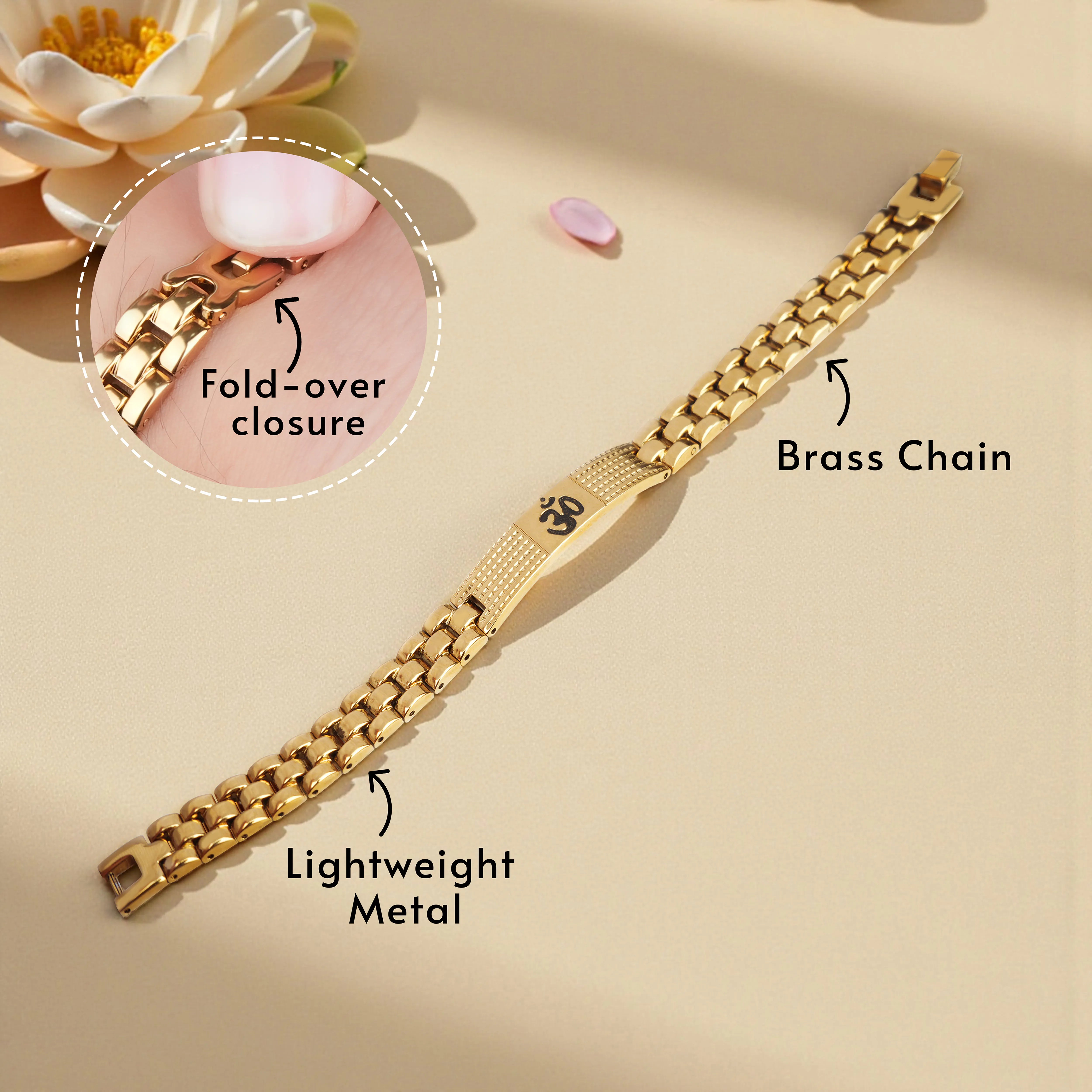 Om Shakti Gold Plated Spiritual Bracelet