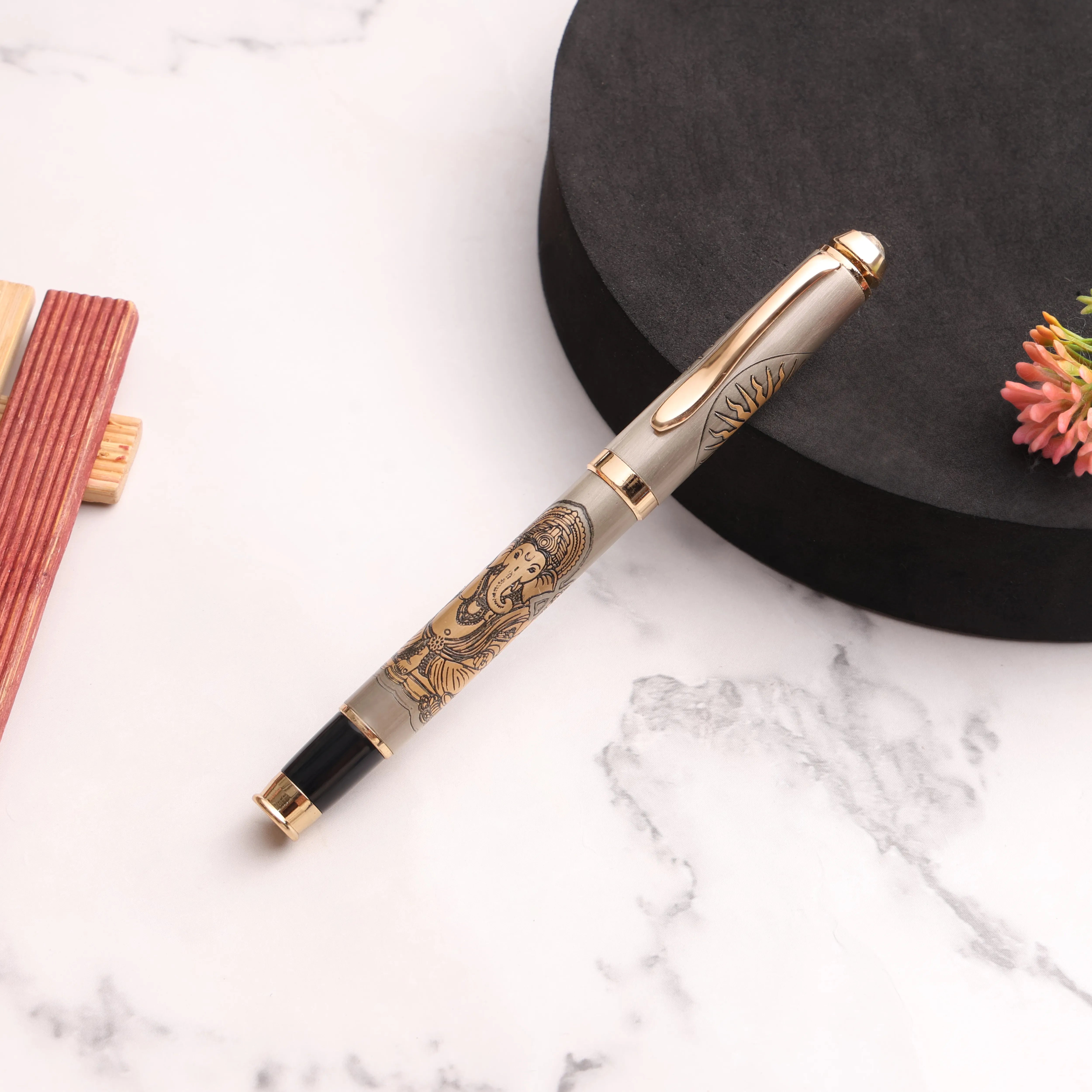 Divine Ink Lord Ganesha Edition Premium Metal Roller Pen