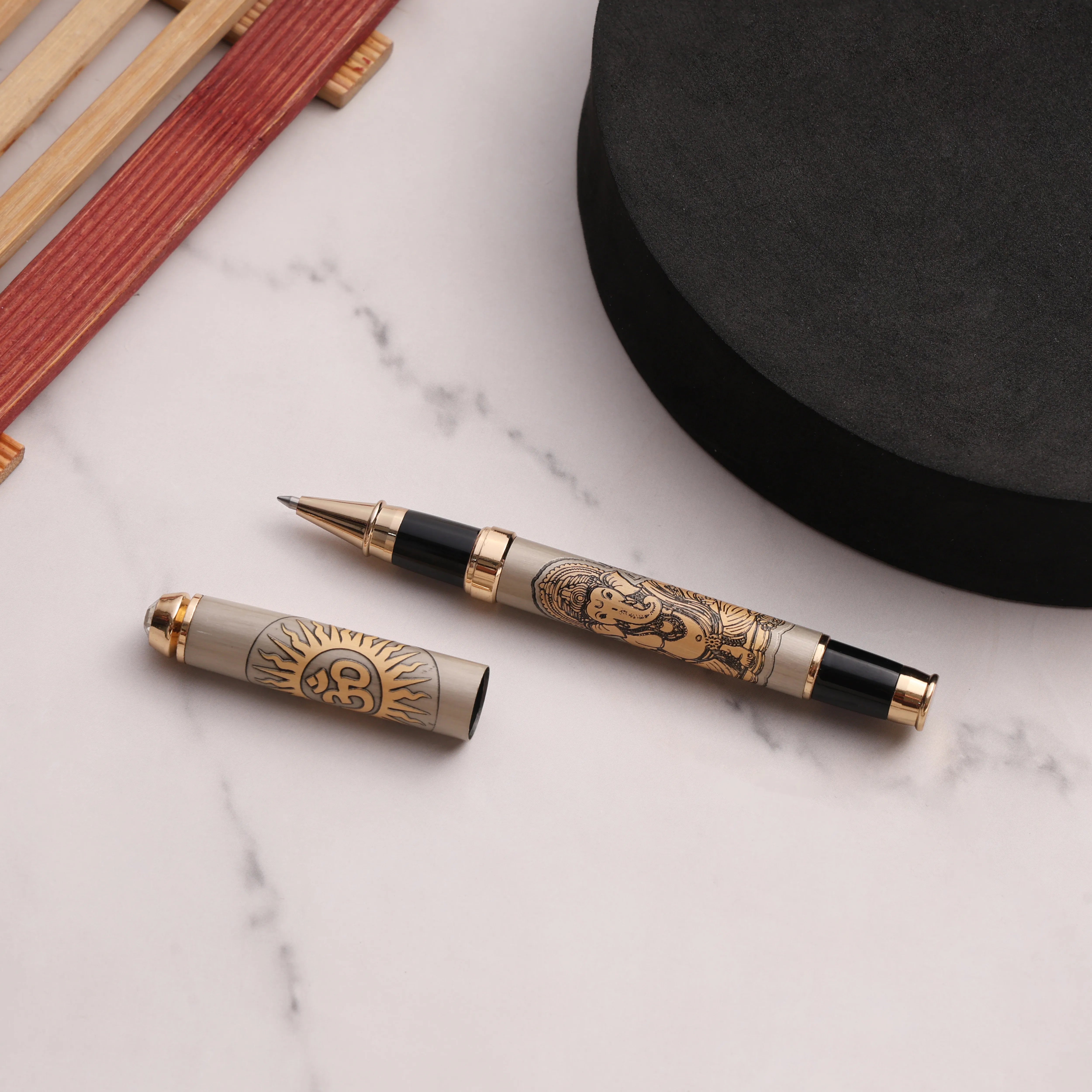 Divine Ink Lord Ganesha Edition Premium Metal Roller Pen