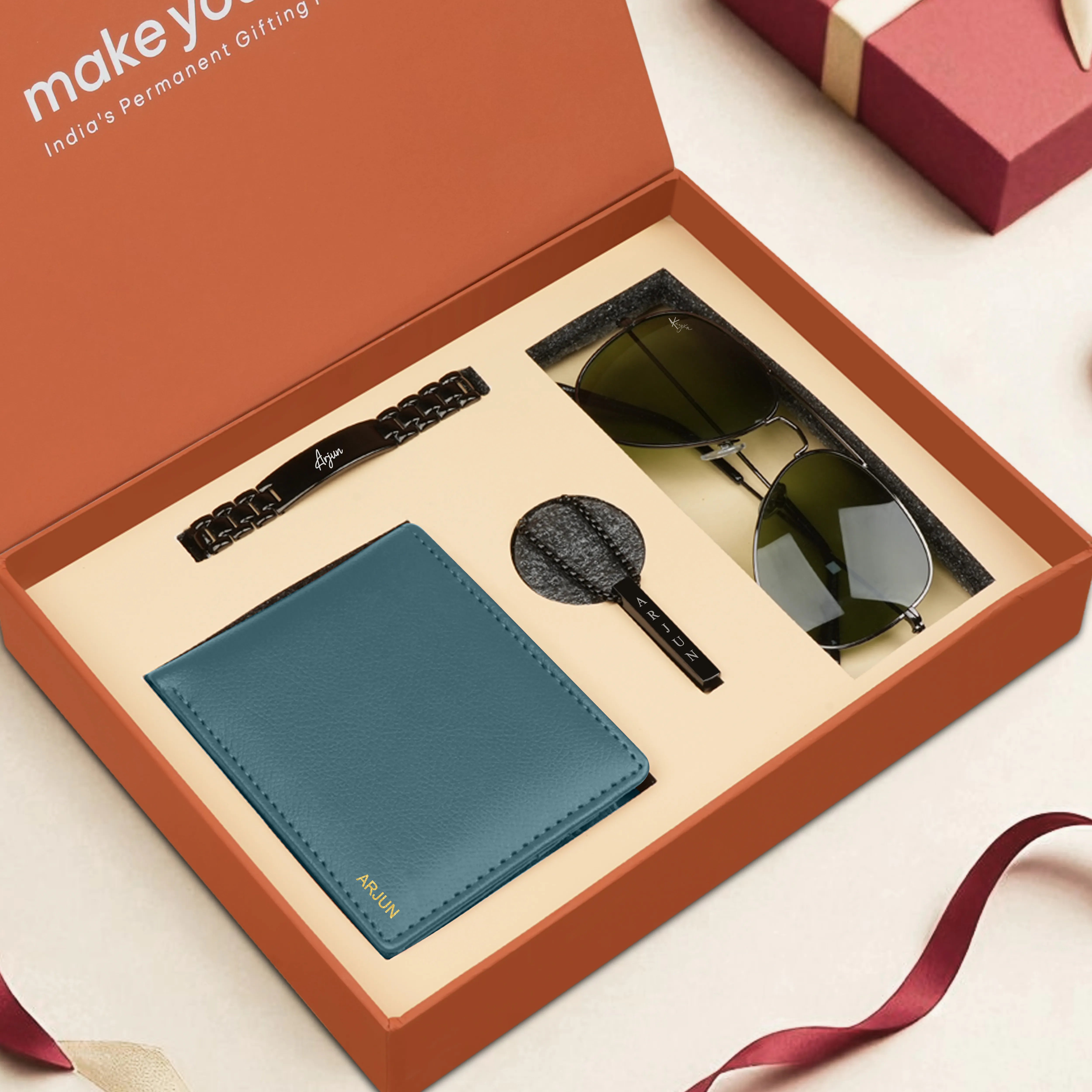 Personalized Wallet, Bracelet, Necklace & Sunglasses Gift Set
