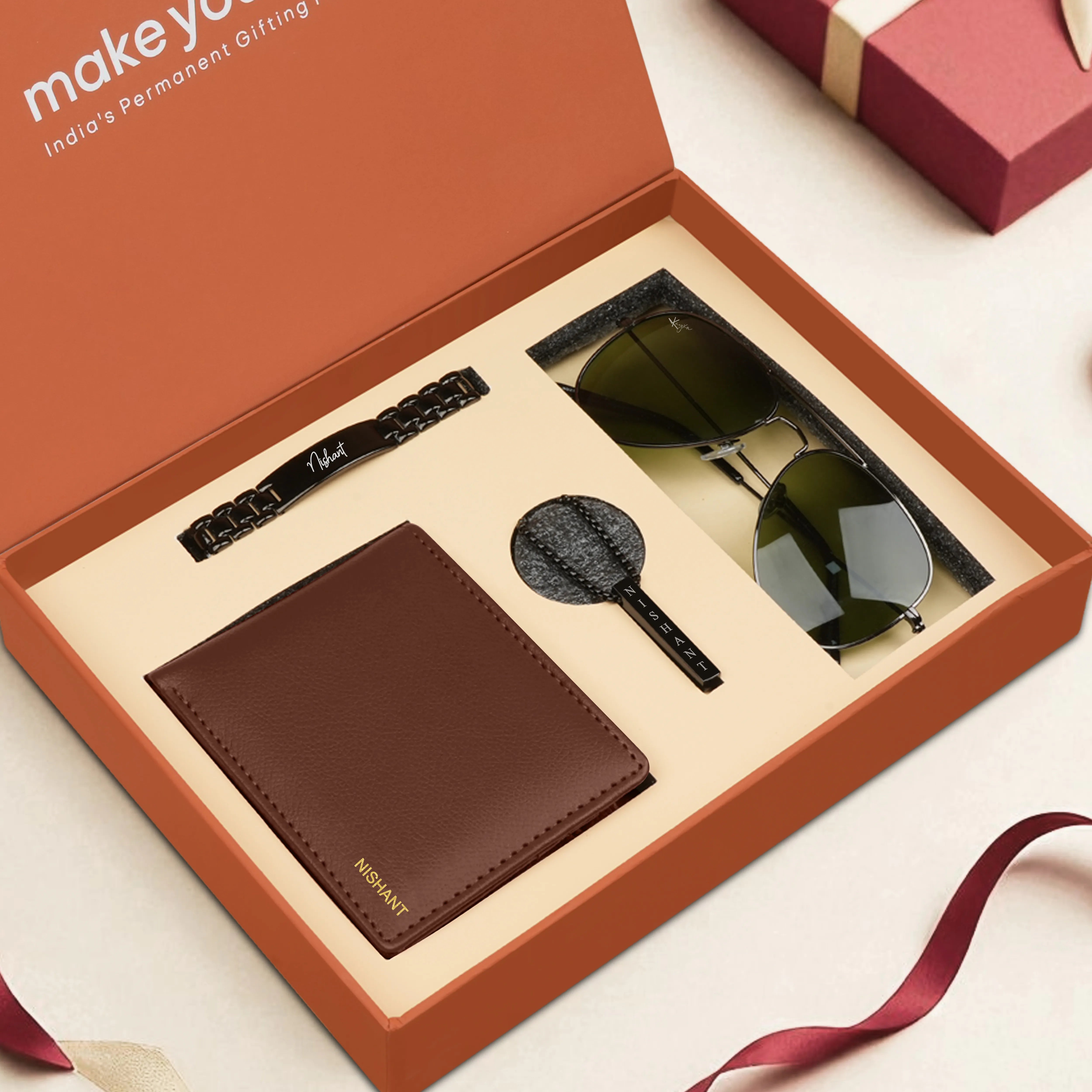 Personalized Wallet, Bracelet, Necklace & Sunglasses Gift Set