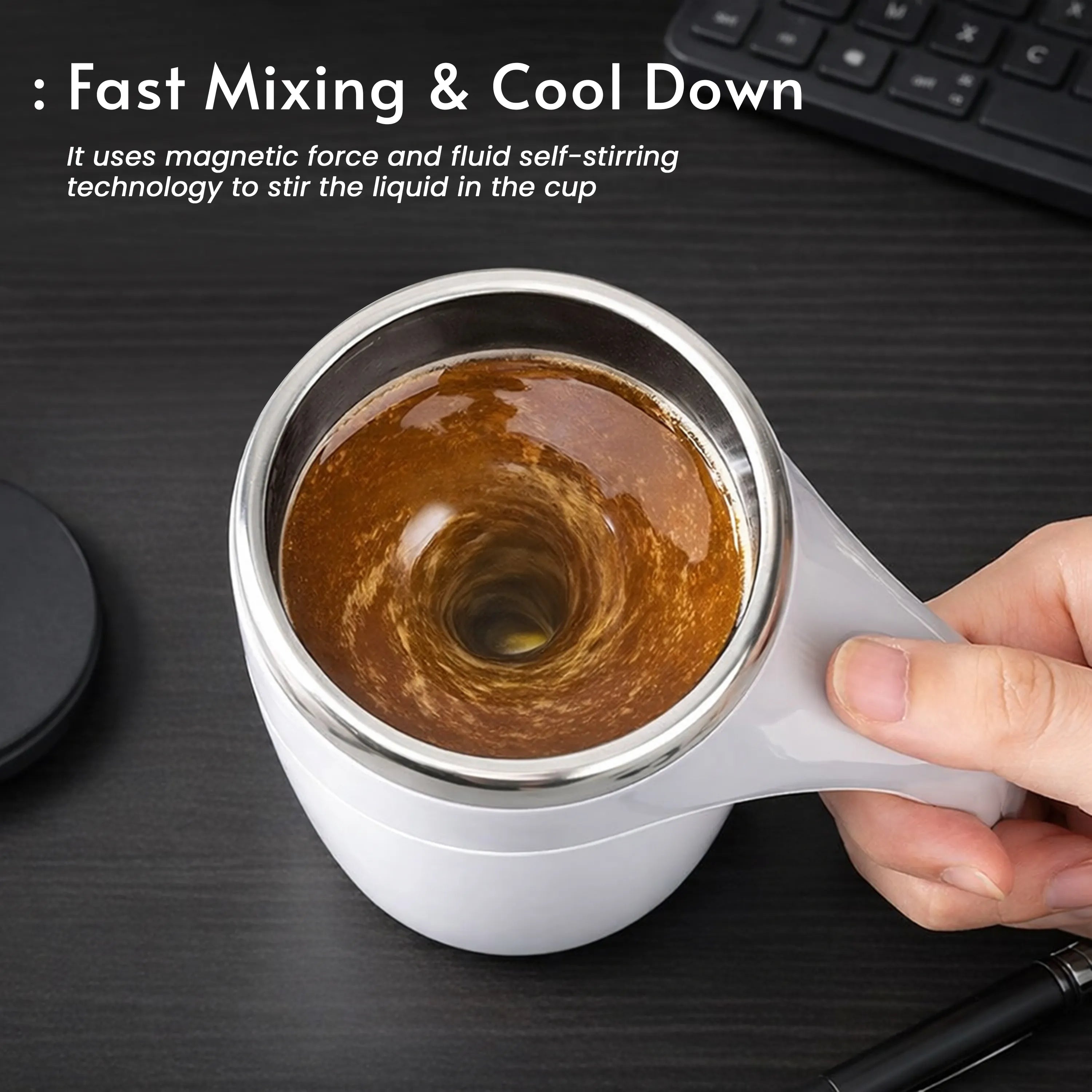 Spinova Self-Stirrer Vacuum Insulated Coffee Mug
