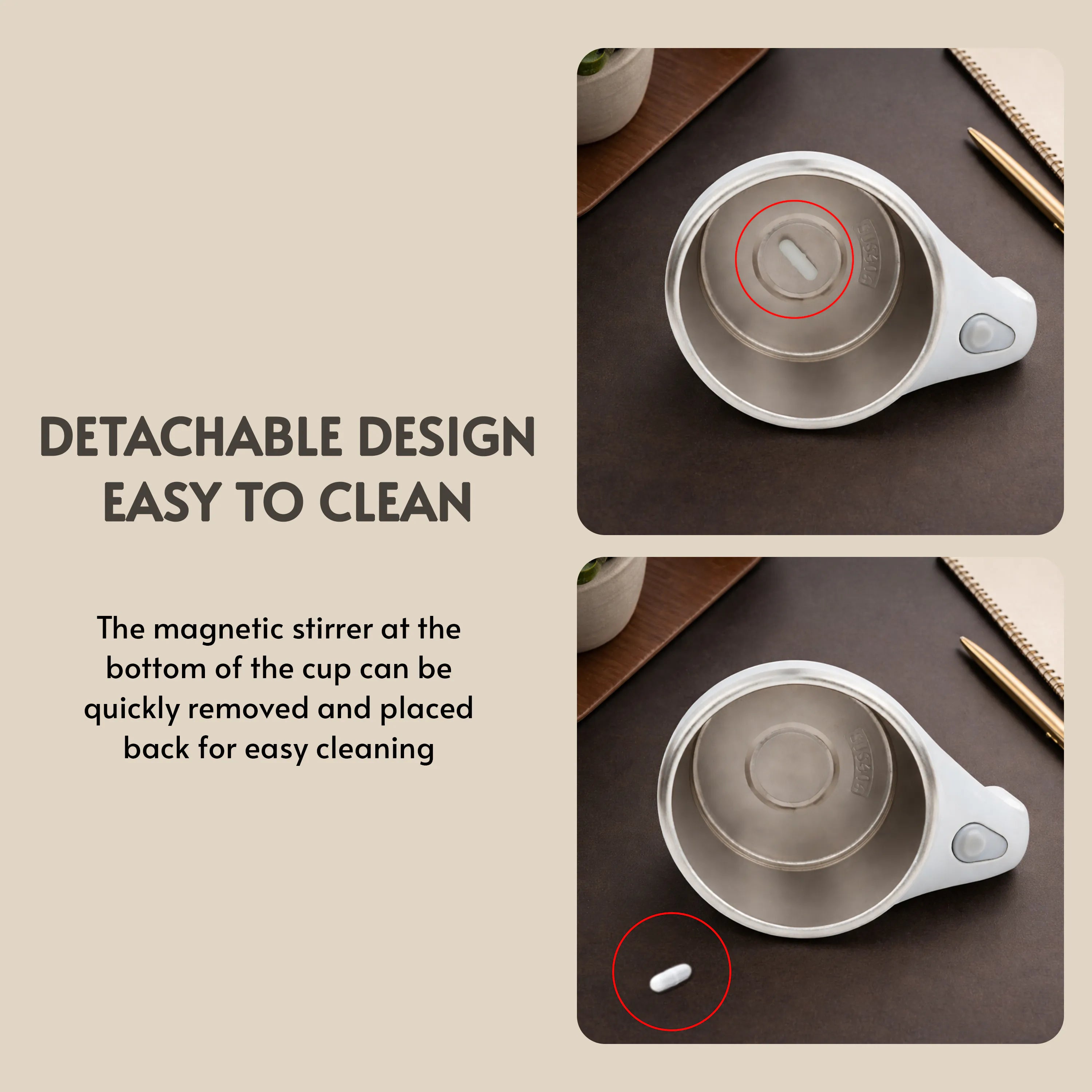 Spinova Self-Stirrer Vacuum Insulated Coffee Mug
