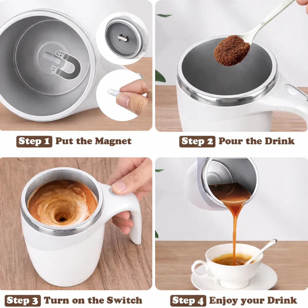Spinova Self-Stirrer Vacuum Insulated Coffee Mug