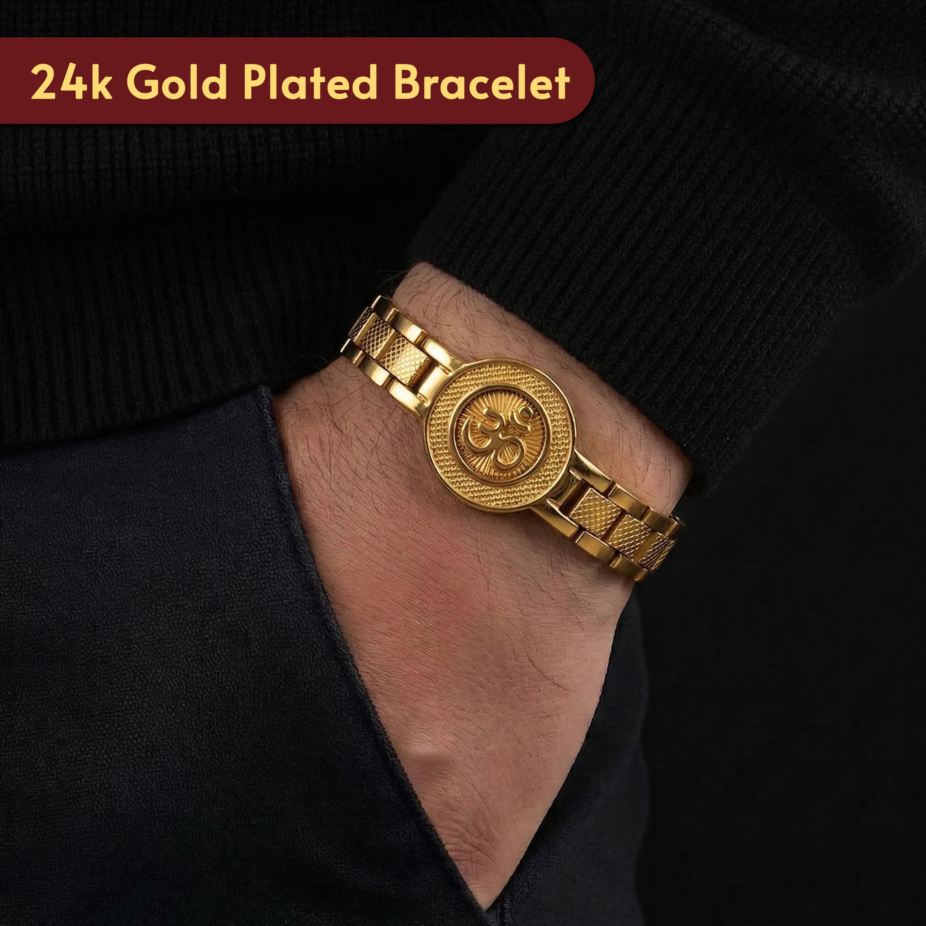 Eternal Om Harmony Gold Plated Spiritual Bracelet