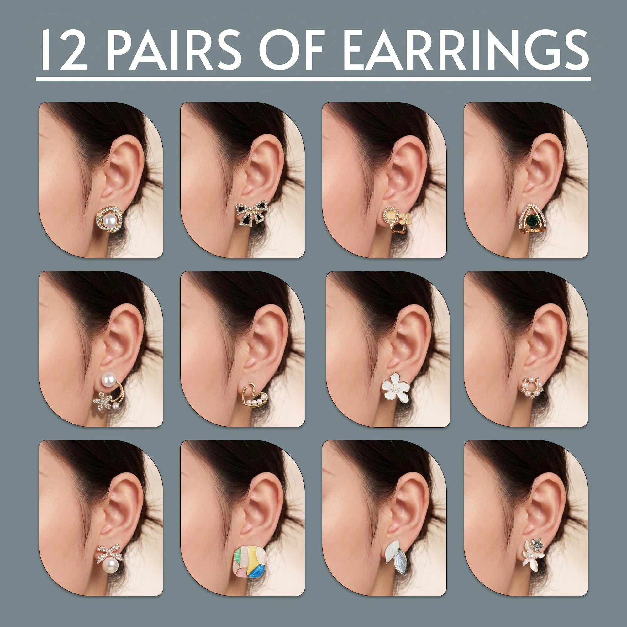 Pretty Pairings Set Of 12 Designer Earrings With Jewelry Box