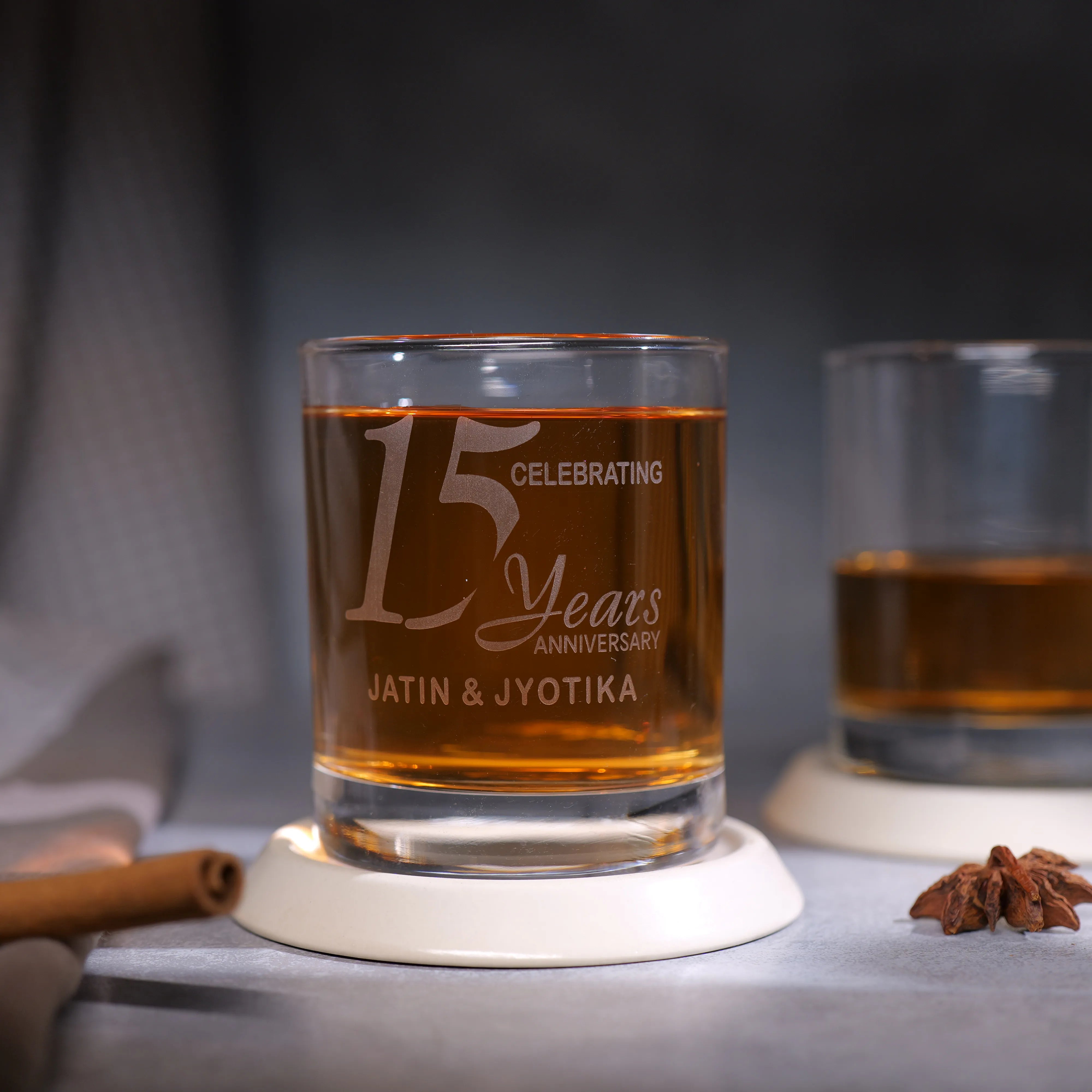Personalized Celeberation Years Couple Name Whiskey Glass