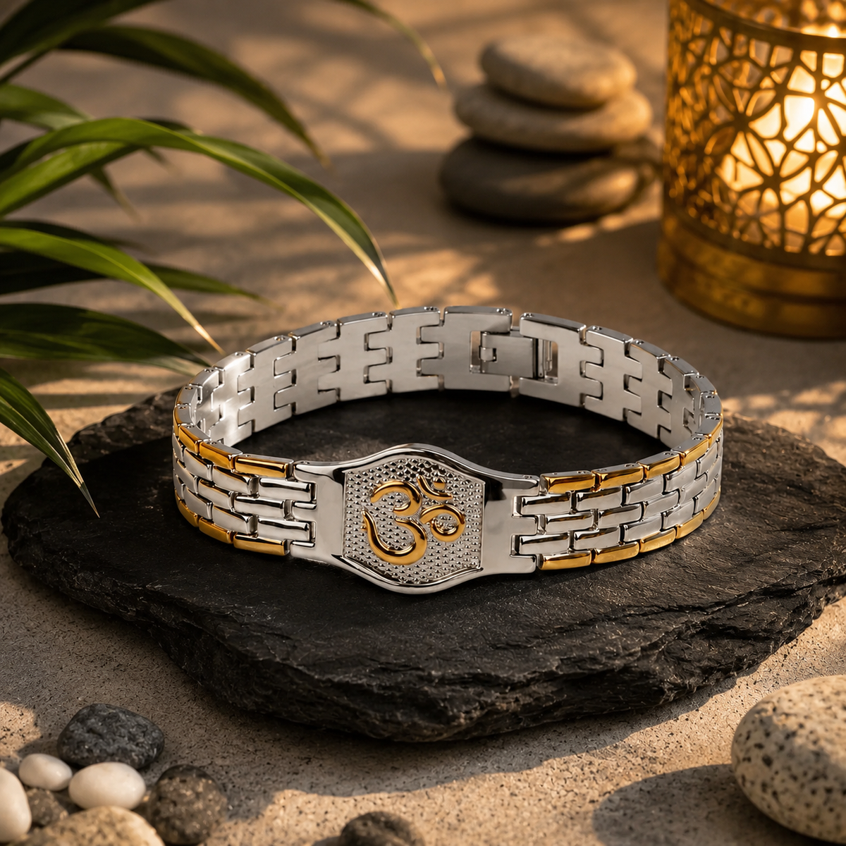 Premium Om Engraved Dual-Color Bracelet