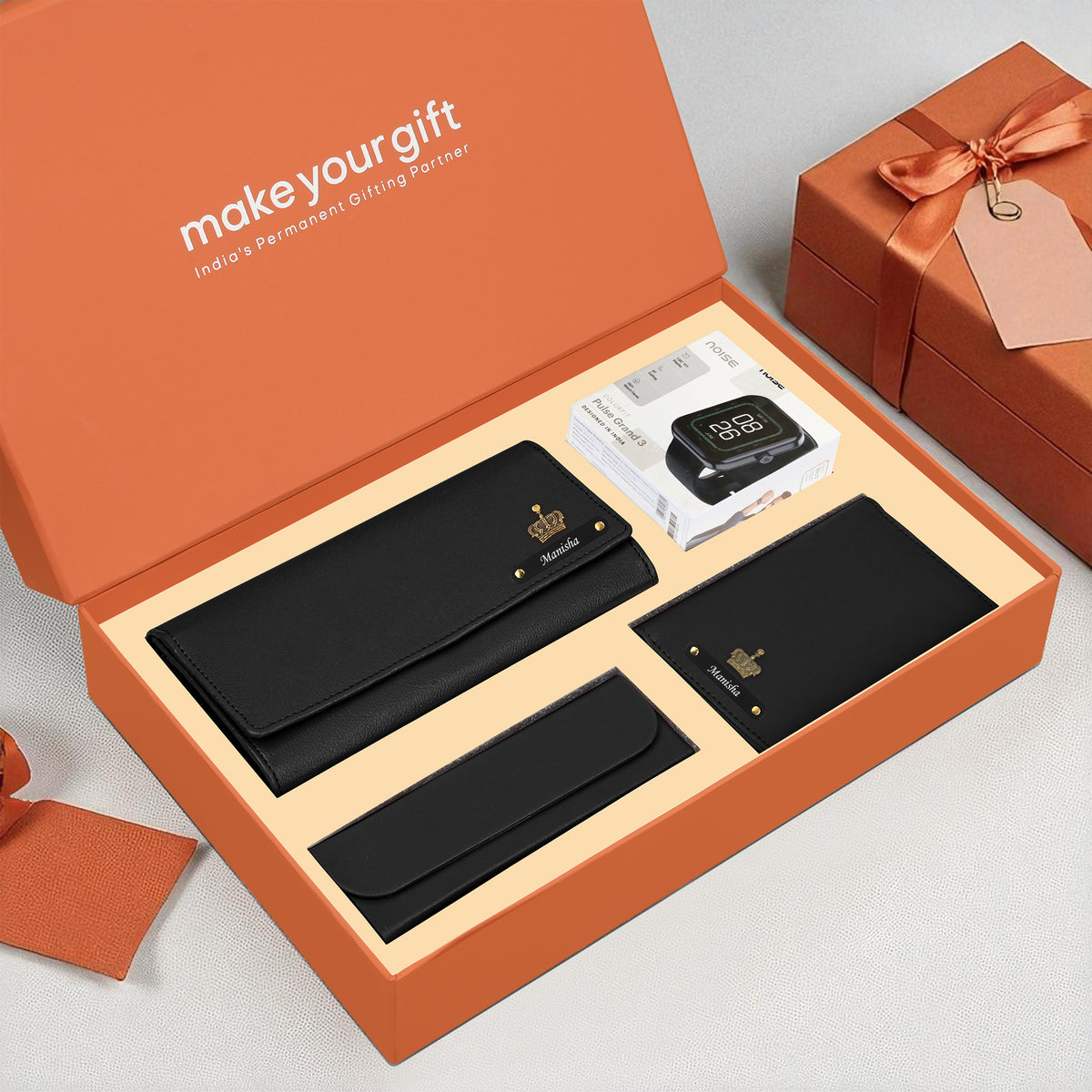 Personalized Clutch, Passport Cover, Eyewear Case & Watch Gift Hamper