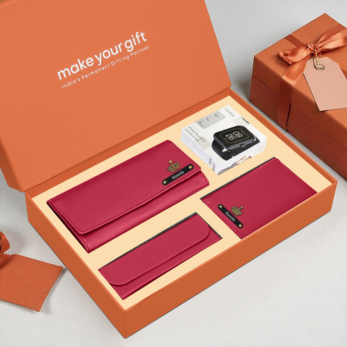 Personalized Clutch, Passport Cover, Eyewear Case & Watch Gift Hamper