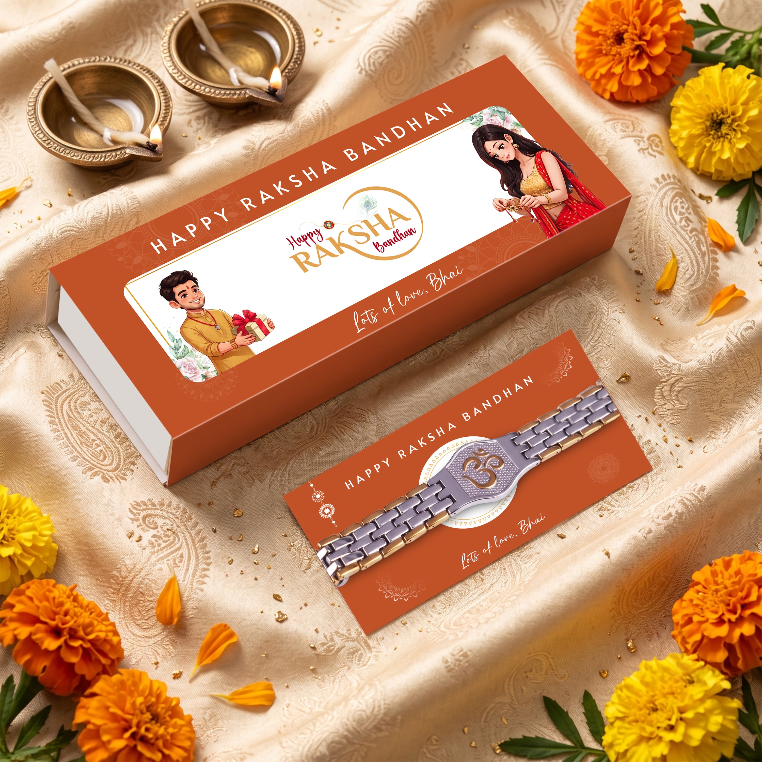 Om Engraved Dual-Color Spiritual Bracelet Rakhi