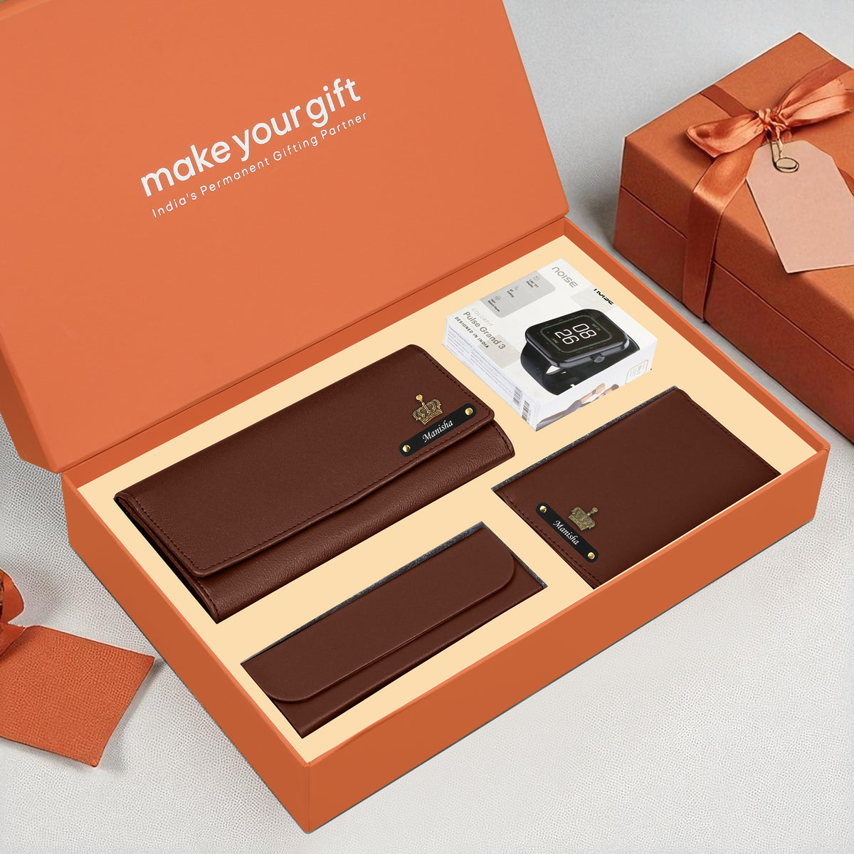 Personalized Clutch, Passport Cover, Eyewear Case & Watch Gift Hamper