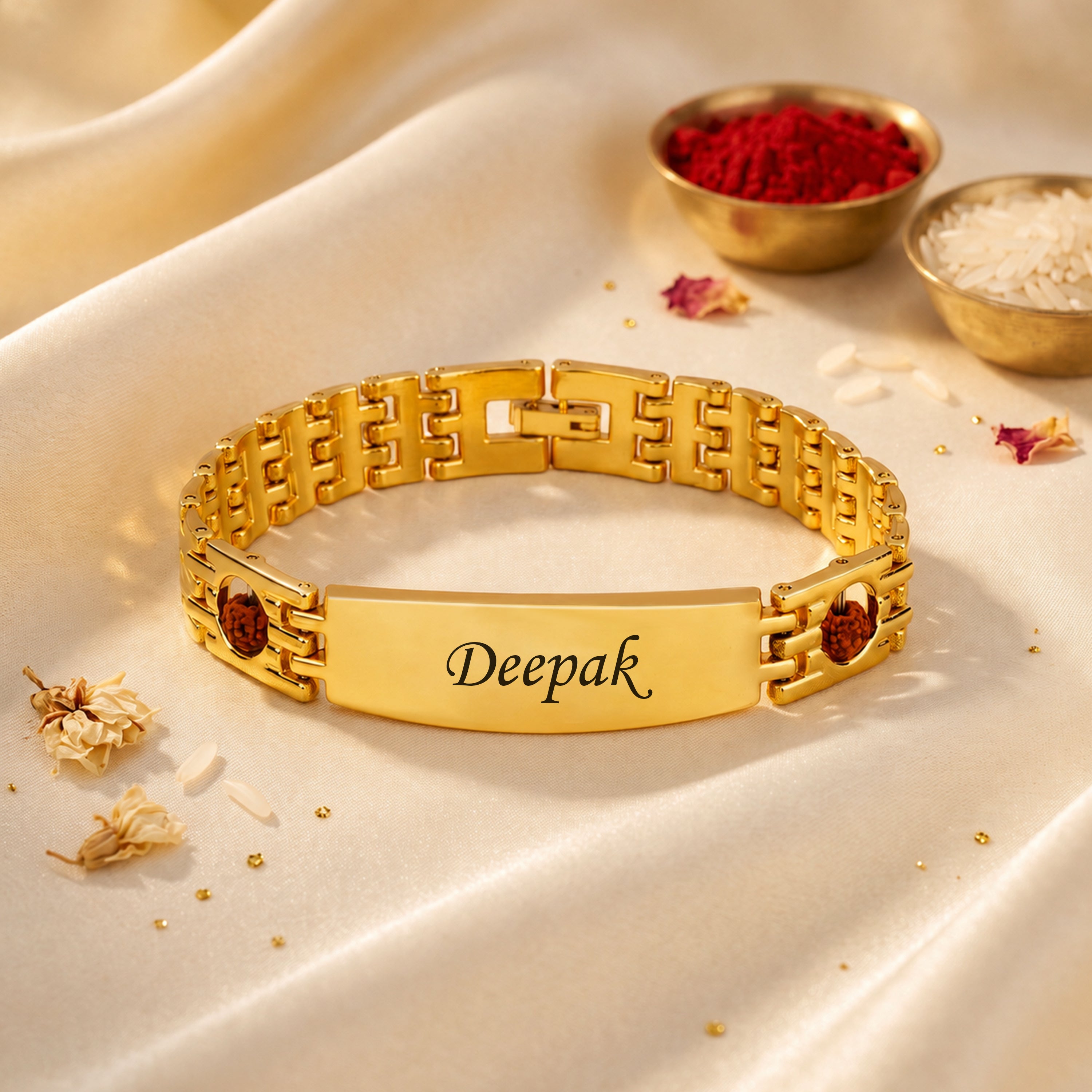 Personalized Bracelet Rudraksh Rakhi With Gift Box