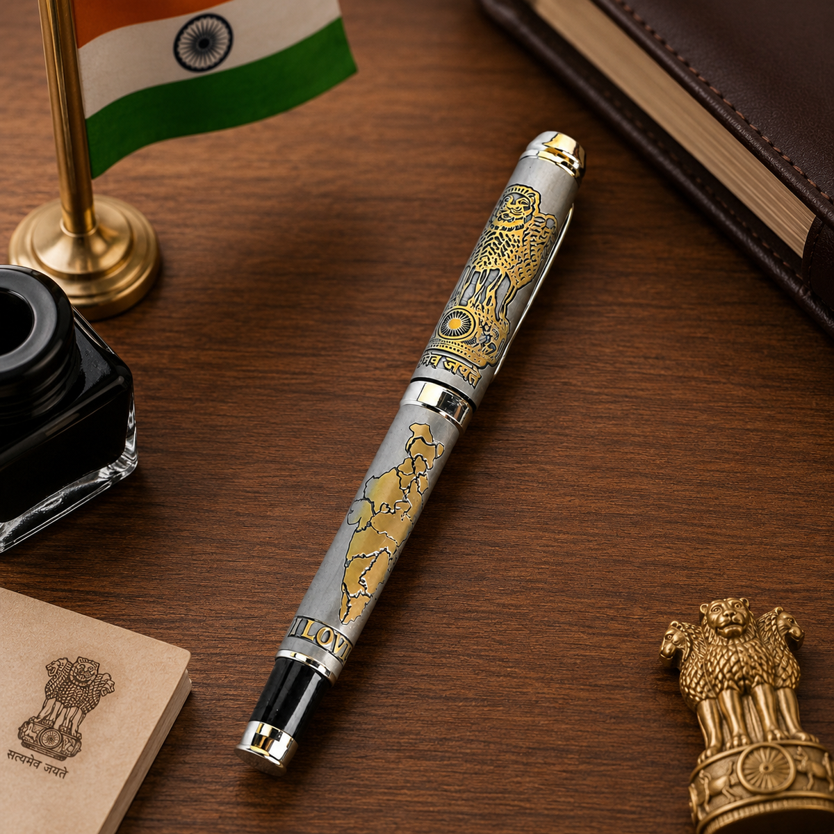 I Love India Premium Etched Metal Roller Pen