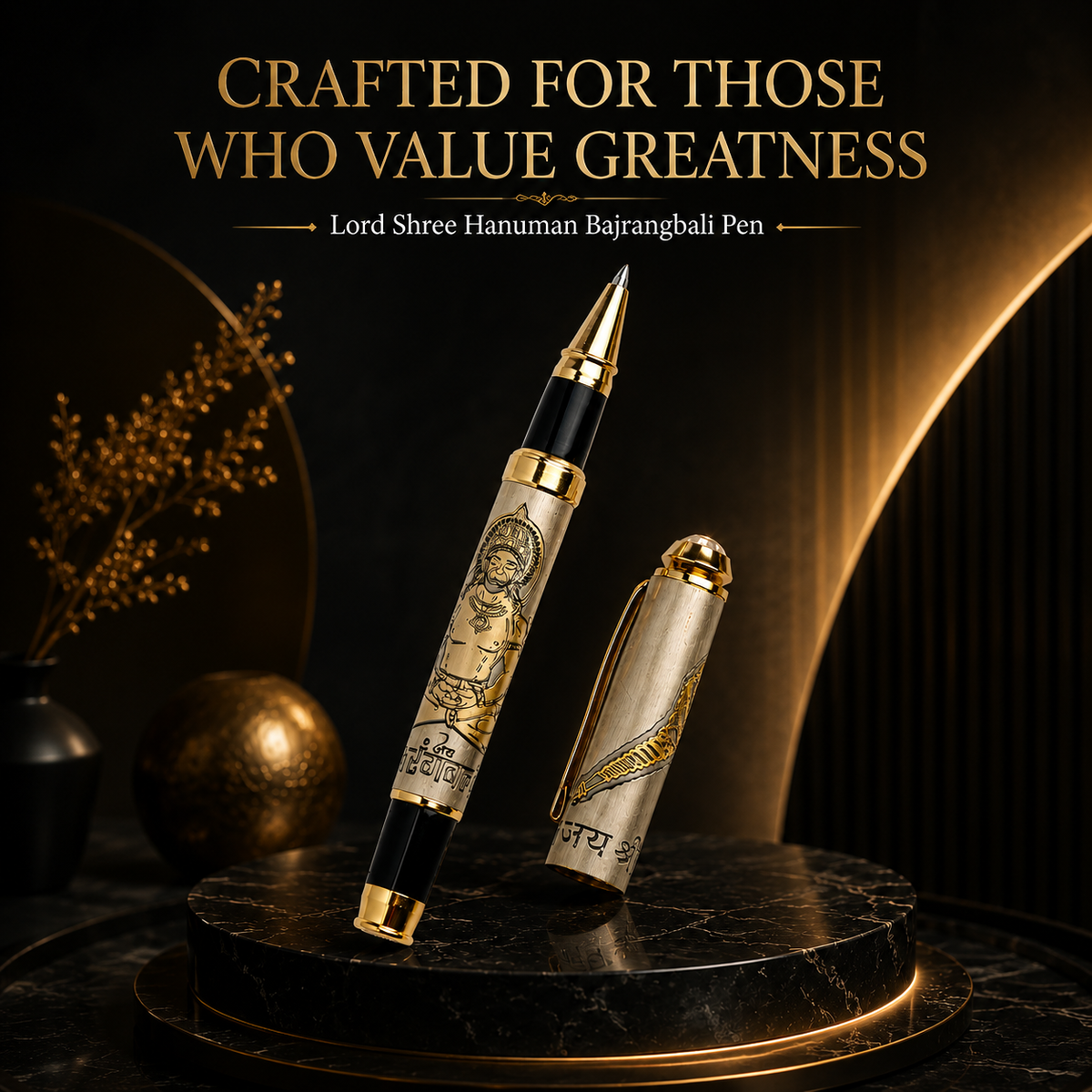 Divine Ink Bajrangbali Edition Premium Etched Metal Roller Pen