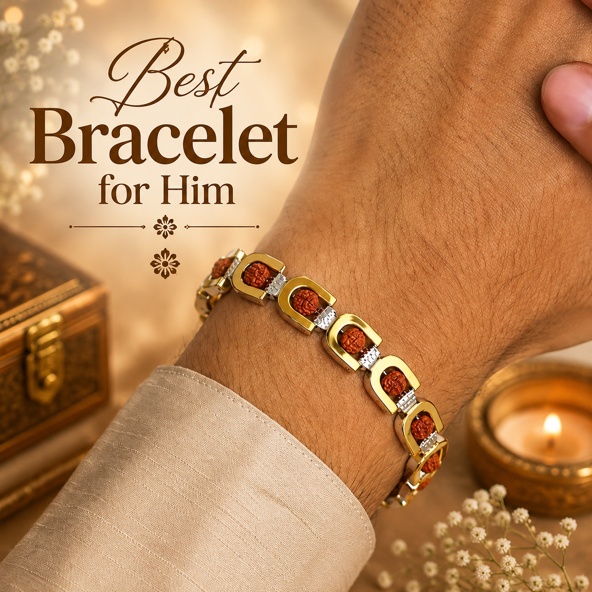 Royale Rudraksh Premium Gold Plated Bracelet