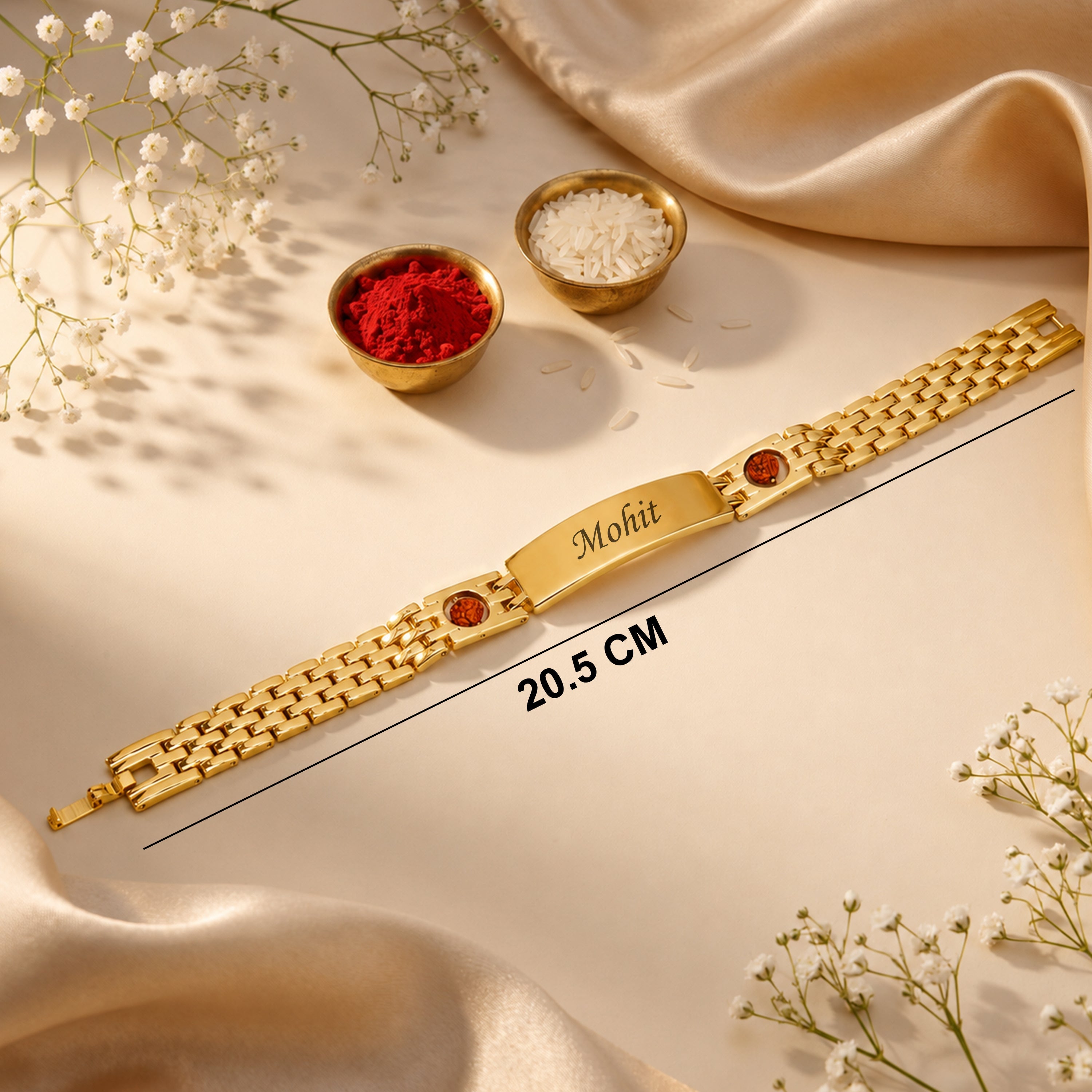 Personalized Bracelet Rudraksh Rakhi With Gift Box
