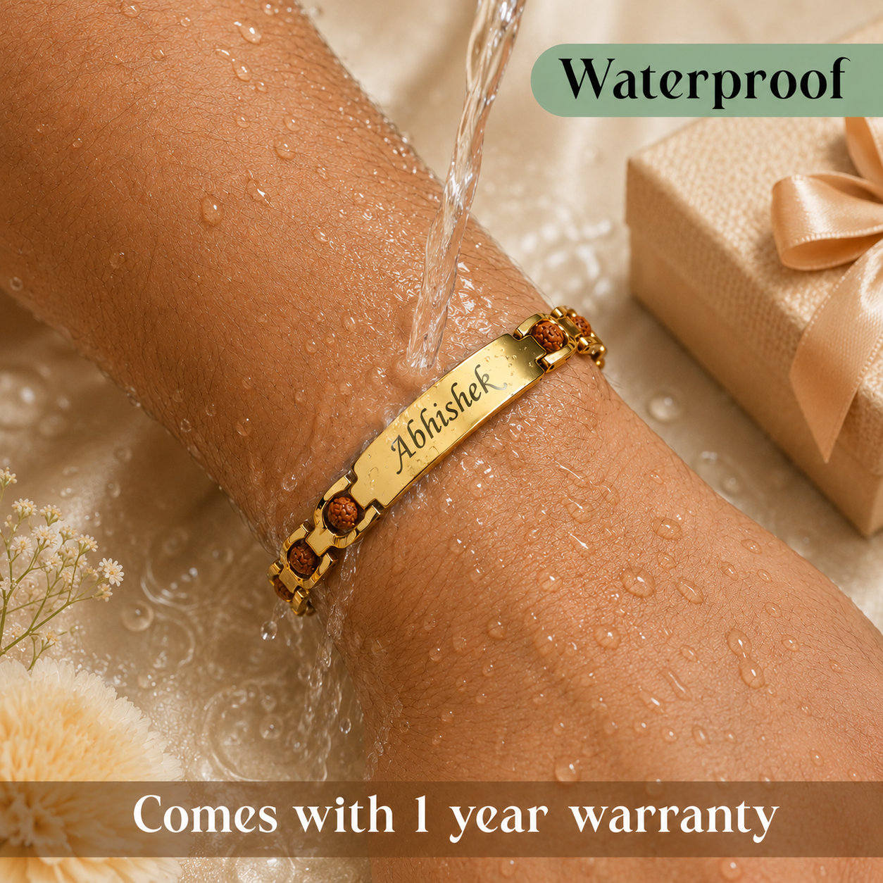 Personalized Rudraksh Bracelet Rakhi With Name